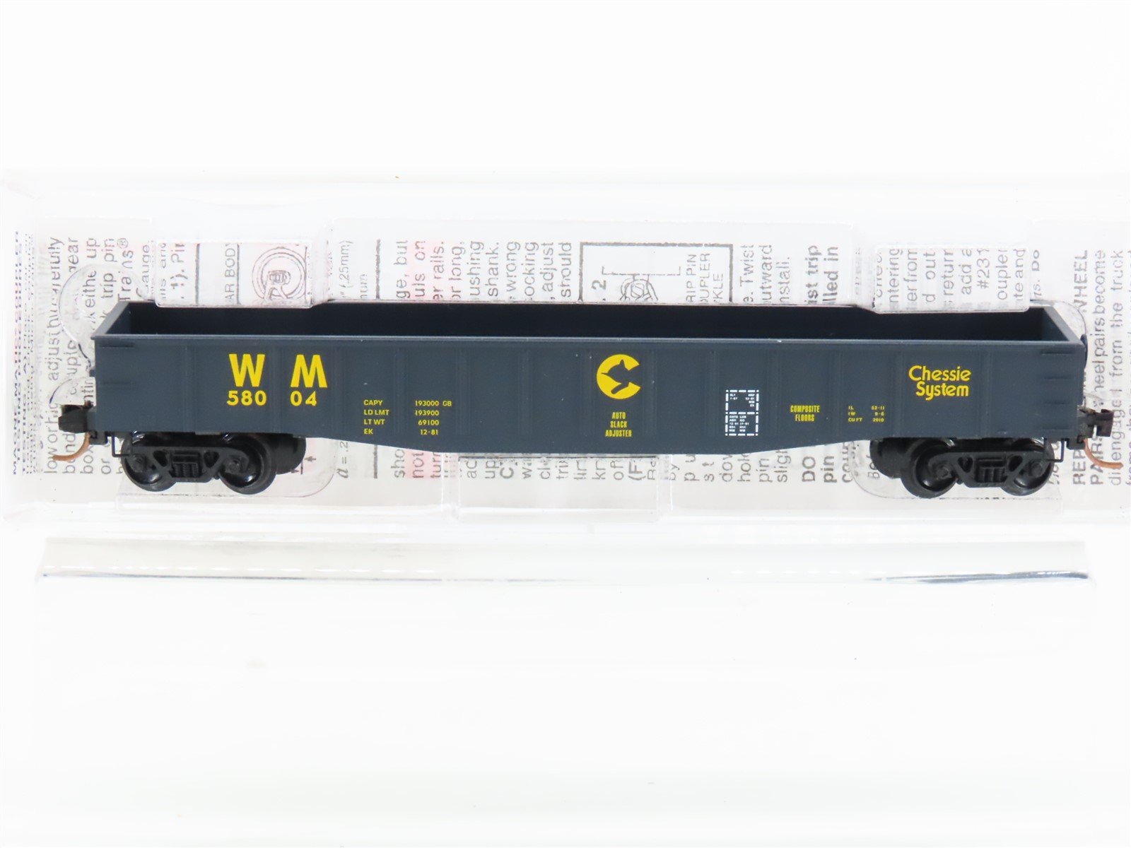 N Scale Micro-Trains MTL 105070 WM Chessie System 50' Fixed End Gondola #58004