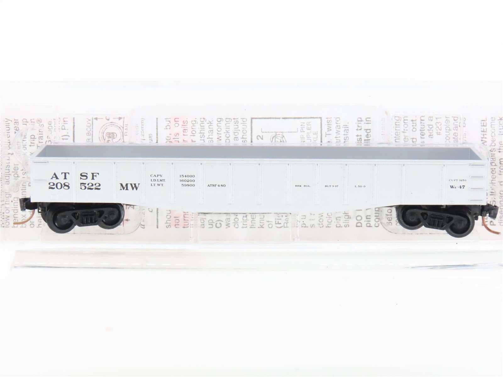N Scale Micro-Trains MTL 105060 ATSF Santa Fe MoW 50' Fixed End Gondola #208522