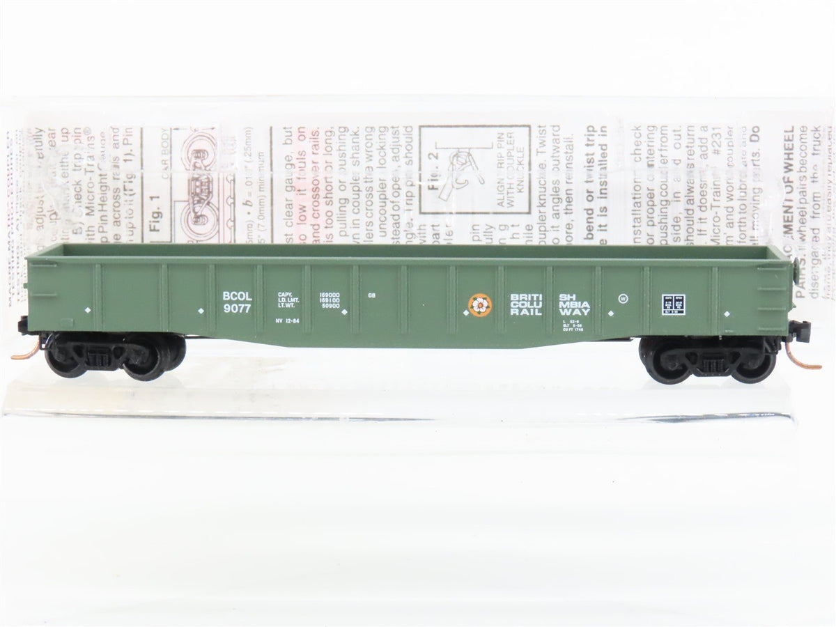 N Micro-Trains MTL 105050 BCOL British Columbia 50&#39; Fixed End Gondola #9077