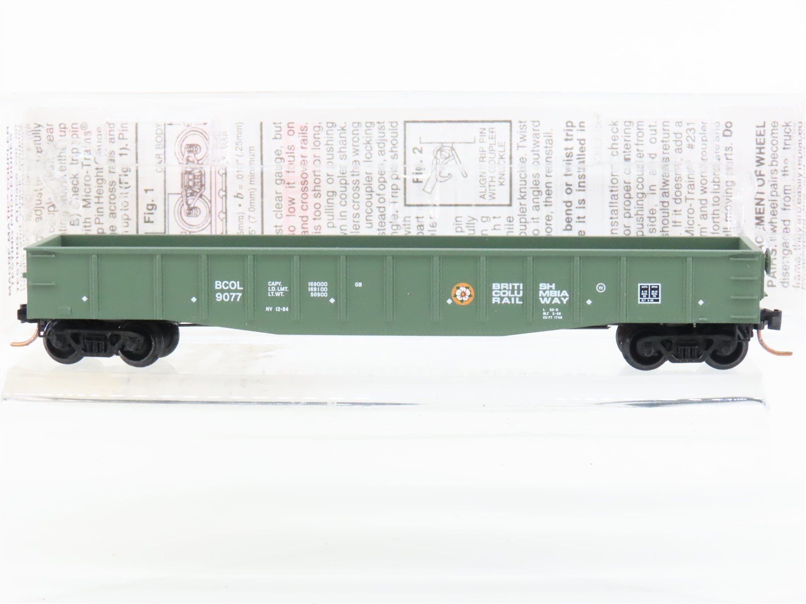 N Micro-Trains MTL 105050 BCOL British Columbia 50' Fixed End Gondola #9077