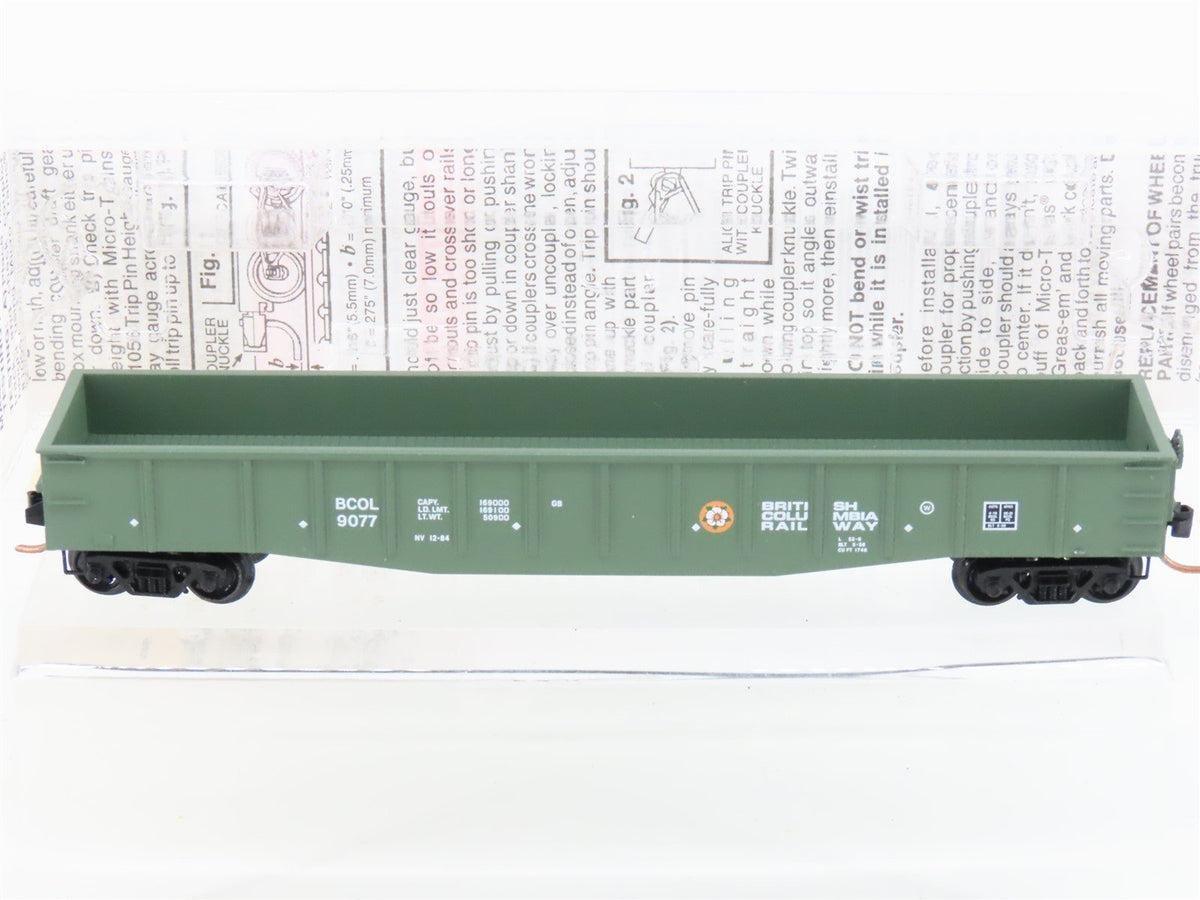 N Micro-Trains MTL 105050 BCOL British Columbia 50&#39; Fixed End Gondola #9077