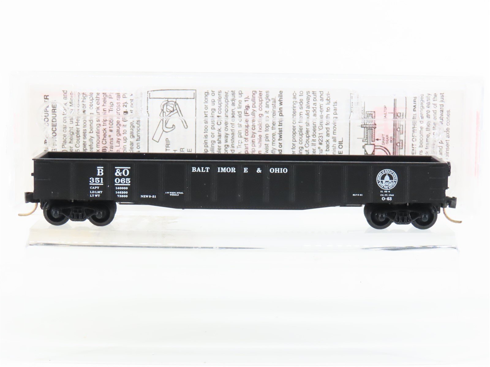 N Micro-Trains MTL 105030 B&O Baltimore & Ohio 50' Fixed End Gondola #351065