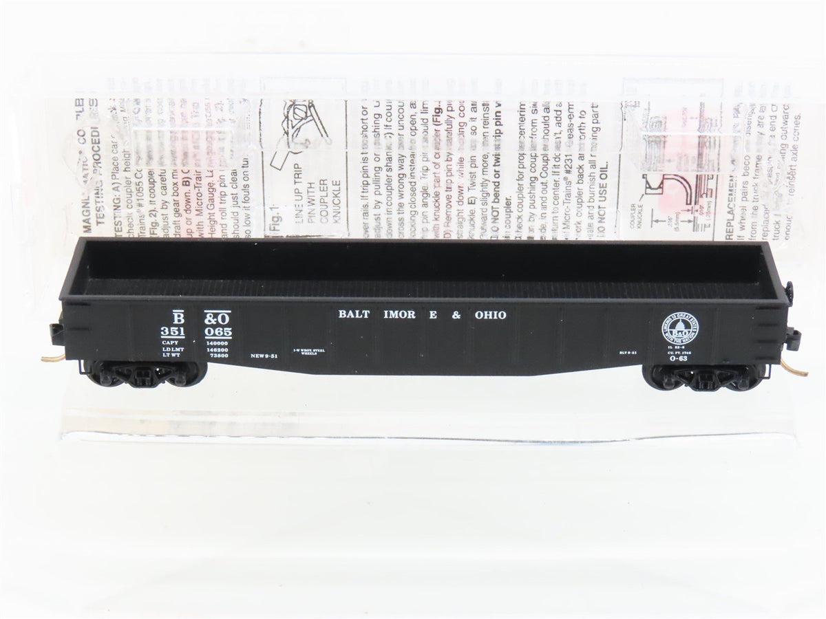 N Micro-Trains MTL 105030 B&amp;O Baltimore &amp; Ohio 50&#39; Fixed End Gondola #351065
