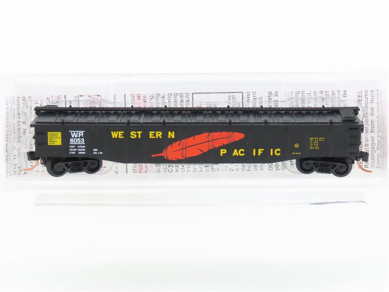 N Micro-Trains MTL 106220 WP Western Pacific "Feather" 50' Covered Gondola #6053