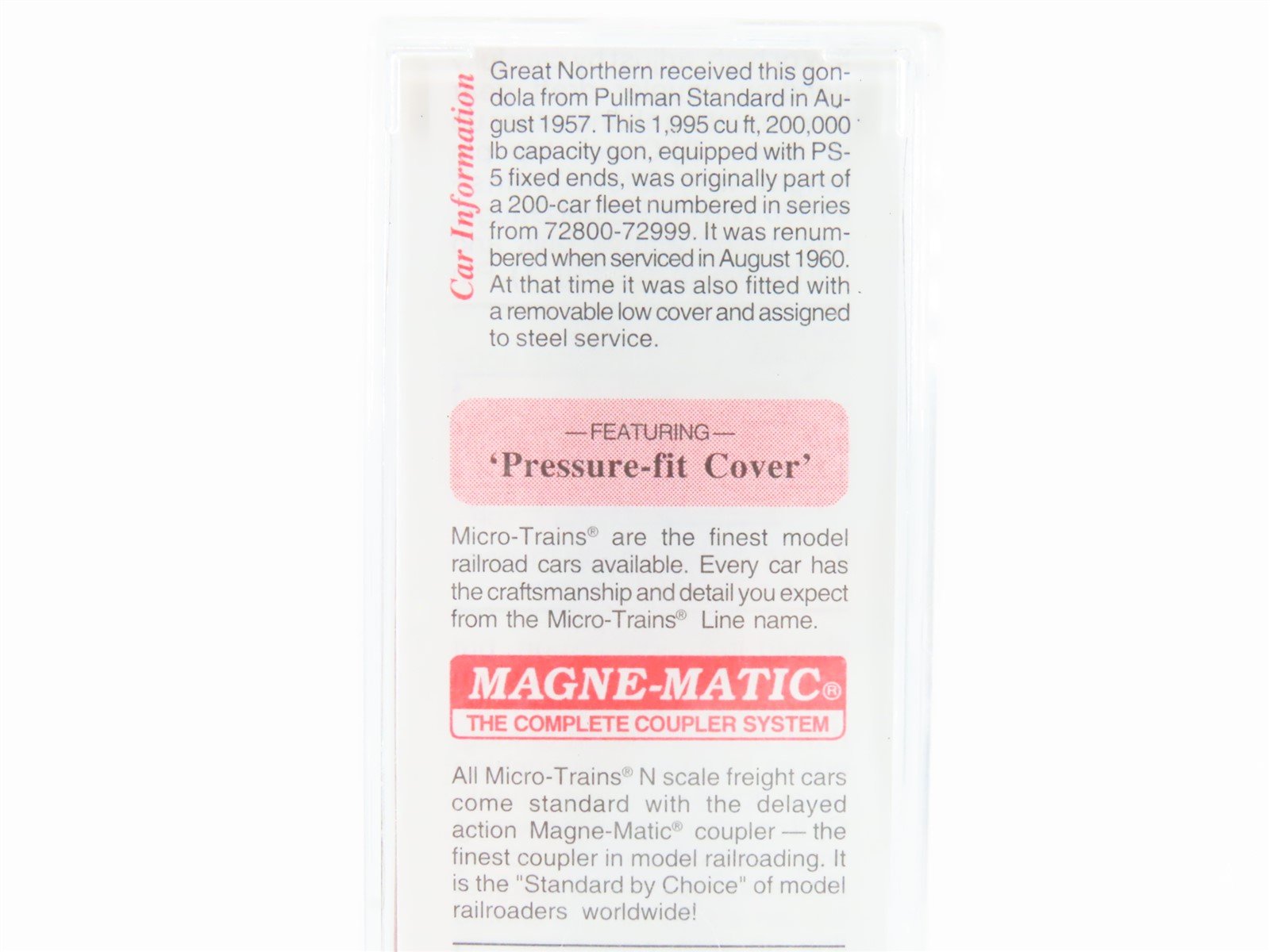 N Scale Micro-Trains MTL 106210 GN Great Northern 50' Covered Gondola #73818