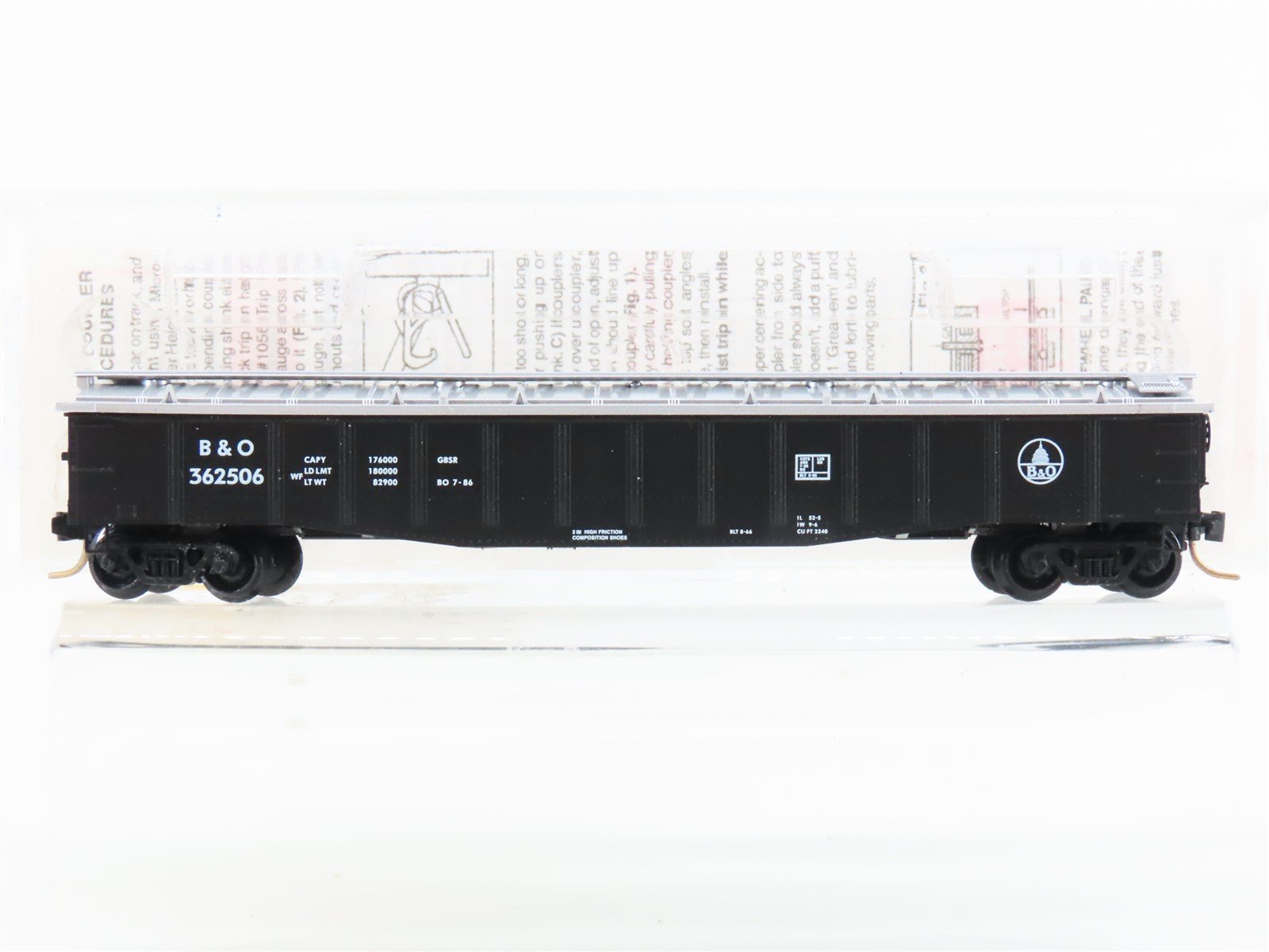 N Scale Micro-Trains MTL 106040 B&O Baltimore & Ohio 50' Covered Gondola #362506