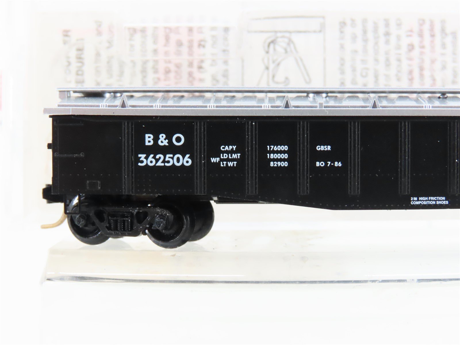 N Scale Micro-Trains MTL 106040 B&O Baltimore & Ohio 50' Covered Gondola #362506