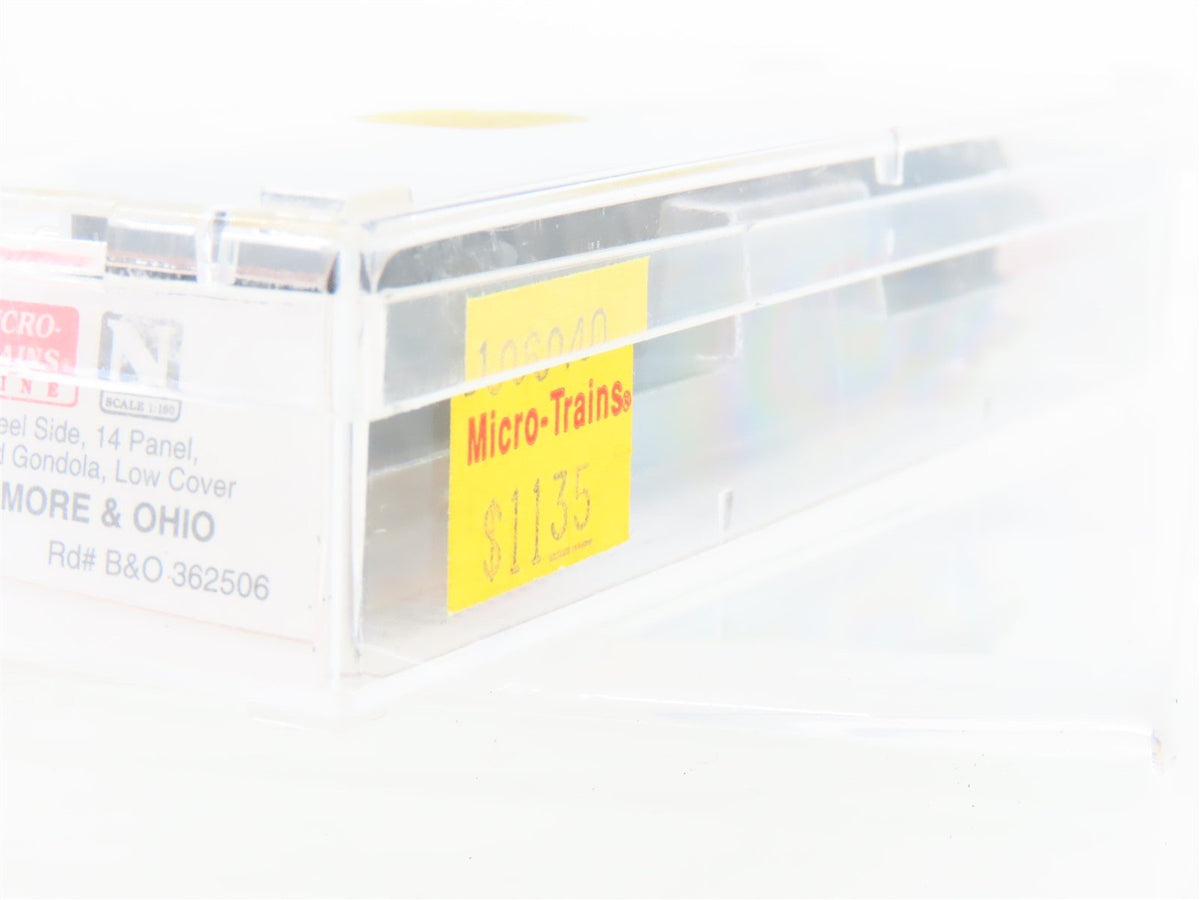 N Scale Micro-Trains MTL 106040 B&amp;O Baltimore &amp; Ohio 50&#39; Covered Gondola #362506