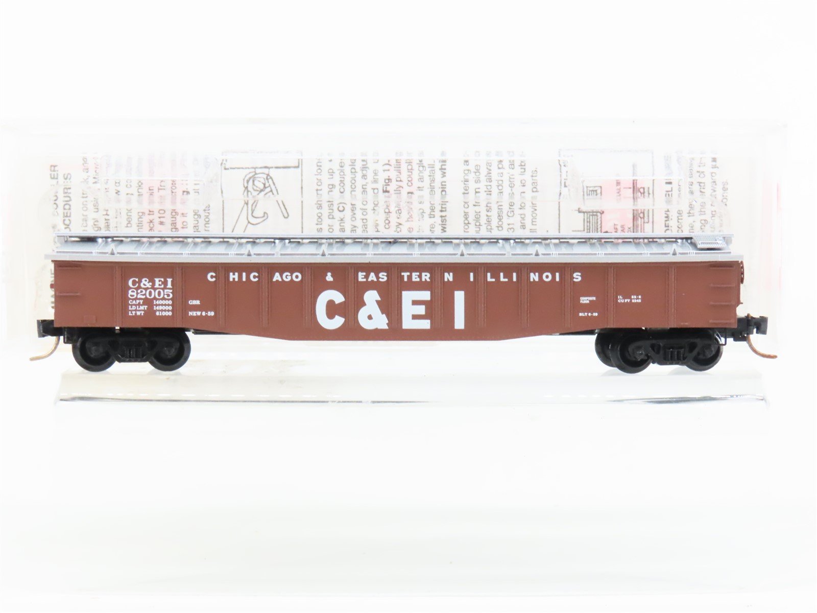 N Scale Micro-Trains MTL 106030 C&EI 50' Fixed End Covered Gondola #82005