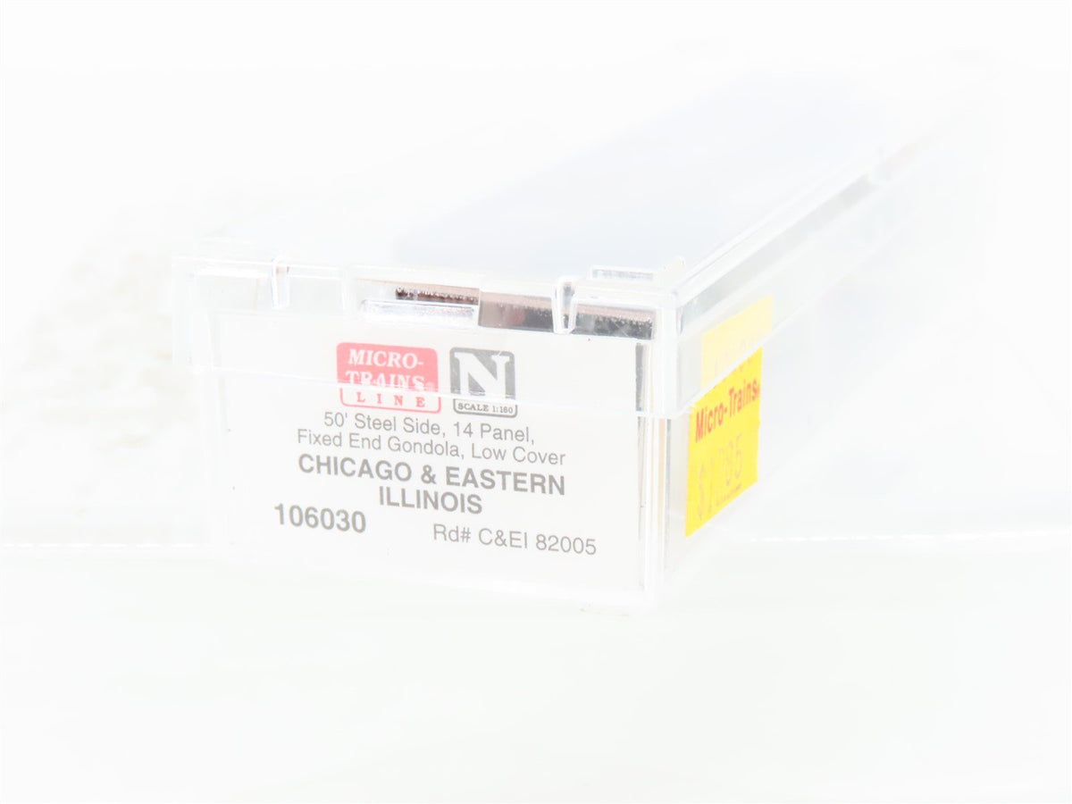 N Scale Micro-Trains MTL 106030 C&amp;EI 50&#39; Fixed End Covered Gondola #82005