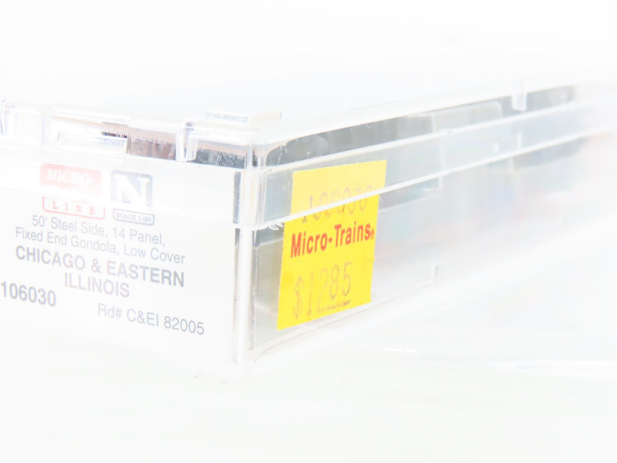 N Scale Micro-Trains MTL 106030 C&amp;EI 50&#39; Fixed End Covered Gondola #82005