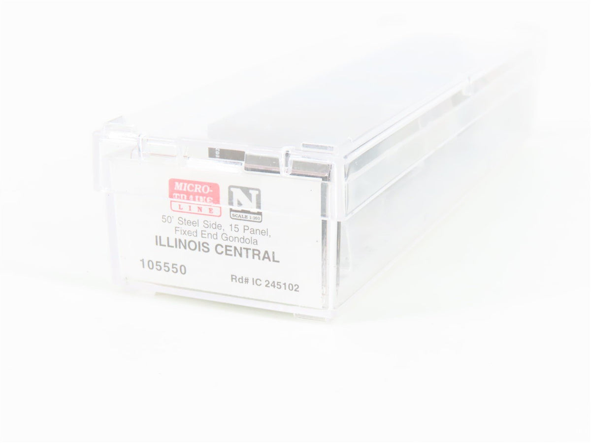 N Micro-Trains MTL 105550 IC Illinois Central 50&#39; Fixed End Gondola #245102