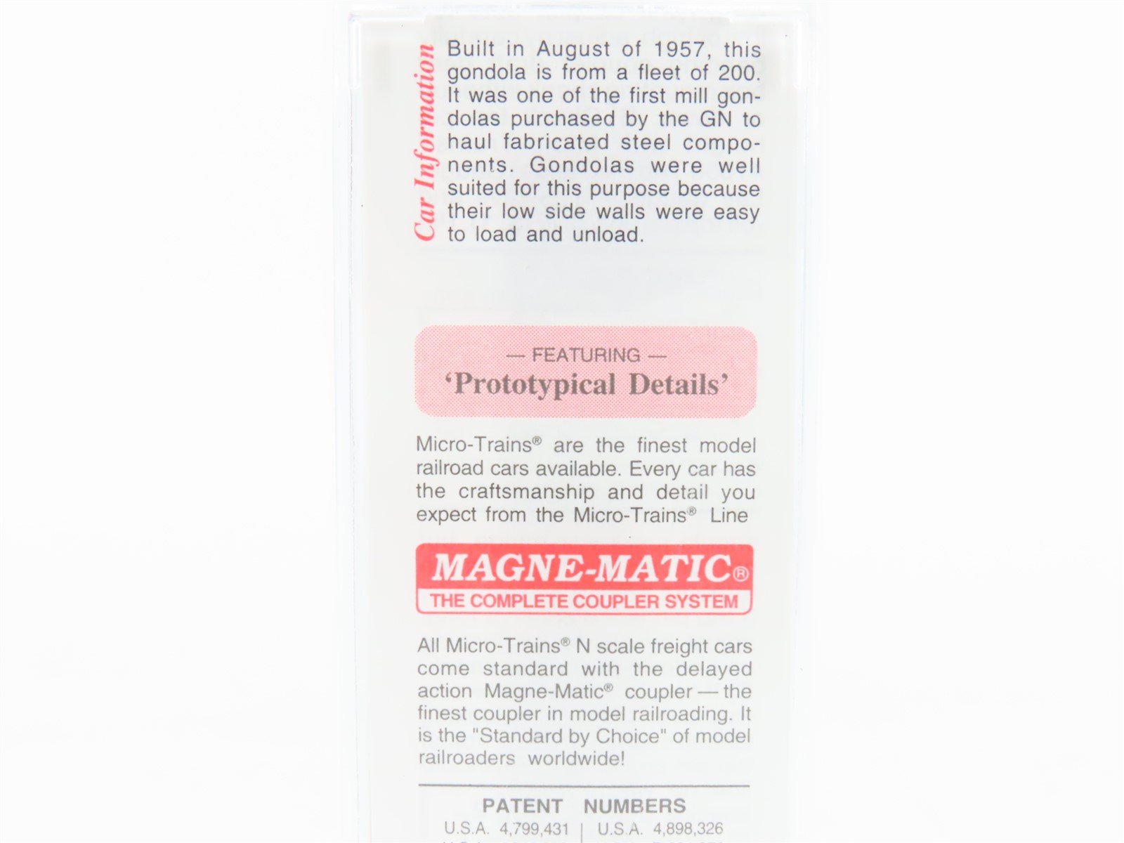 N Scale Micro-Trains MTL 105540 GN Great Northern 50' Fixed End Gondola #72839