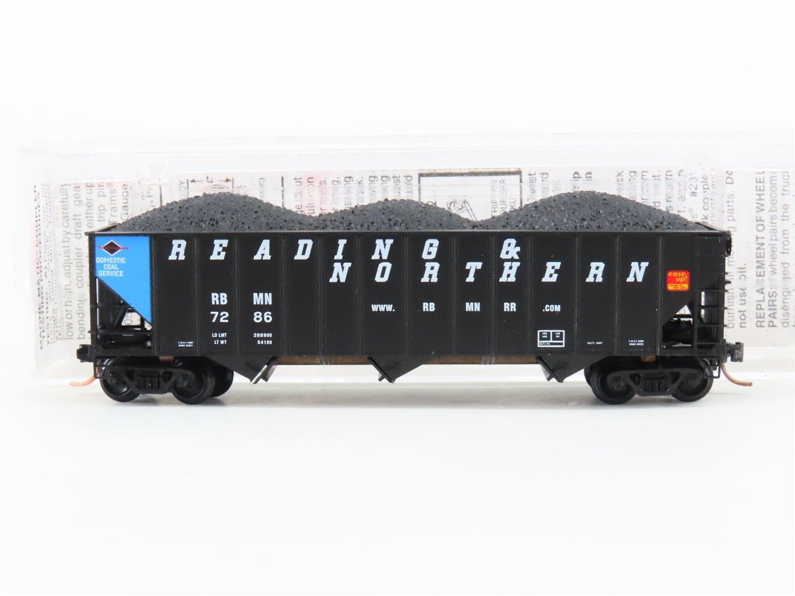 N Micro-Trains MTL 108080 RBMN Reading & Northern 3-Bay Hopper #7286 w/ Load