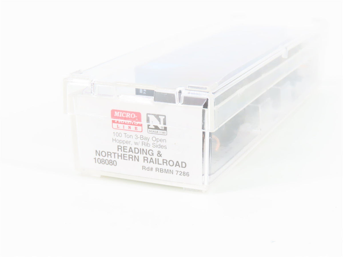 N Micro-Trains MTL 108080 RBMN Reading &amp; Northern 3-Bay Hopper #7286 w/ Load