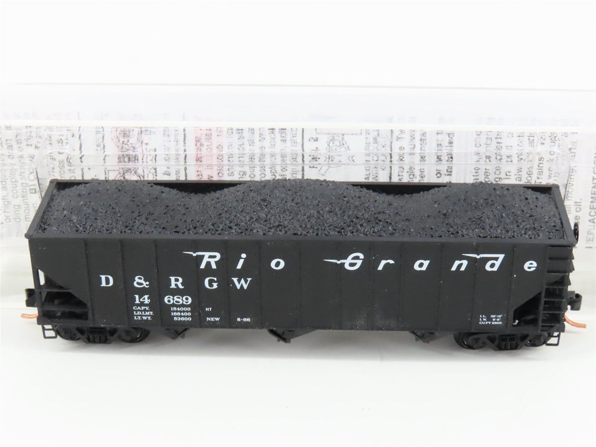 N Scale Micro-Trains MTL 108060 D&amp;RGW Rio Grande 3-Bay Hopper #14689 w/ Load
