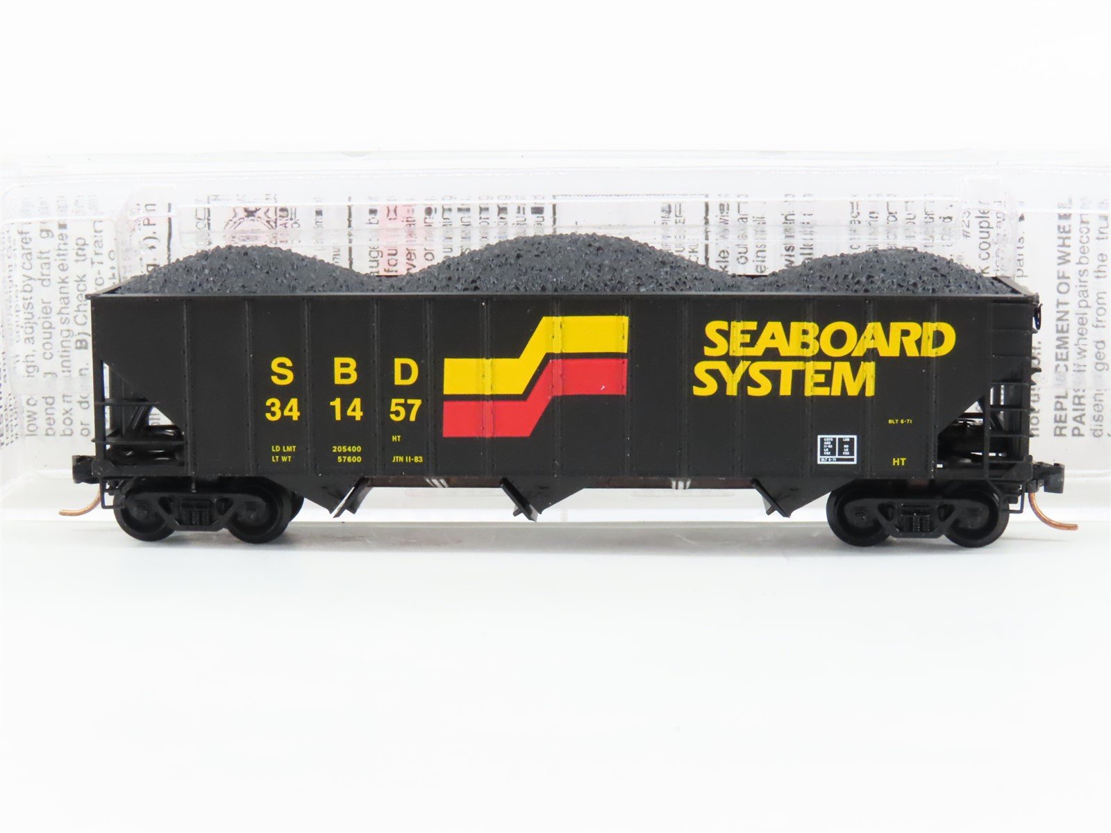 N Scale Micro-Trains MTL 108050 SBD Seaboard System 3-Bay Hopper #341457 w/ Load