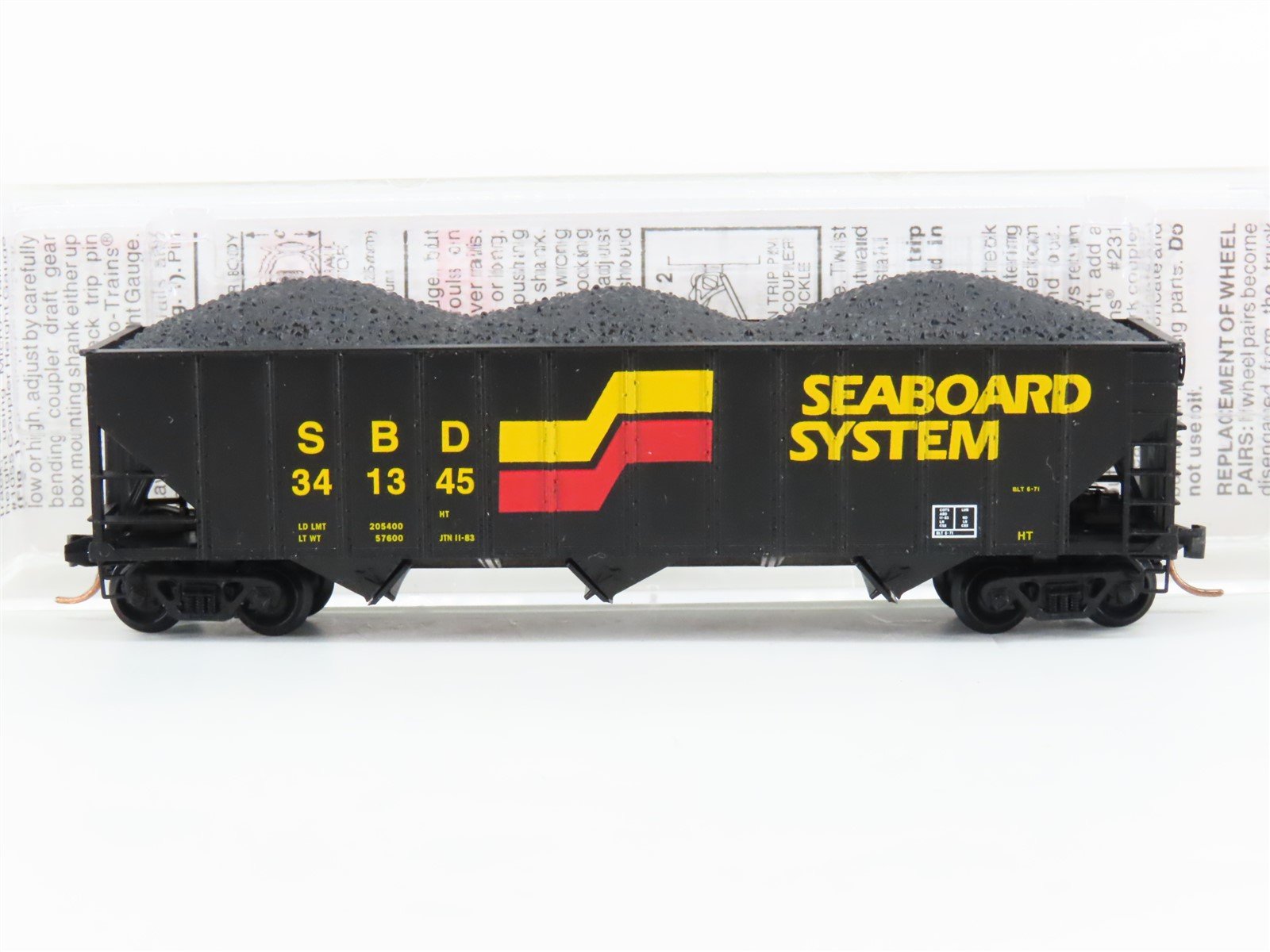 N Scale Micro-Trains MTL 108050 SBD Seaboard System 3-Bay Hopper #341345 w/ Load