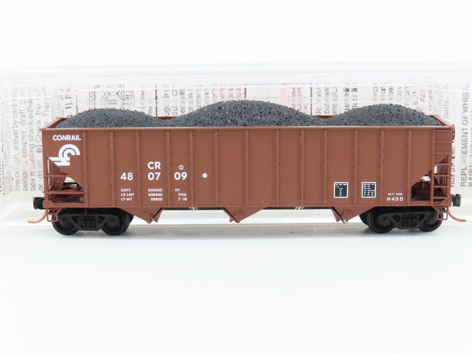 N Scale Micro-Trains MTL 108030 CR Conrail 100-Ton 3-Bay Hopper #480709 w/ Load