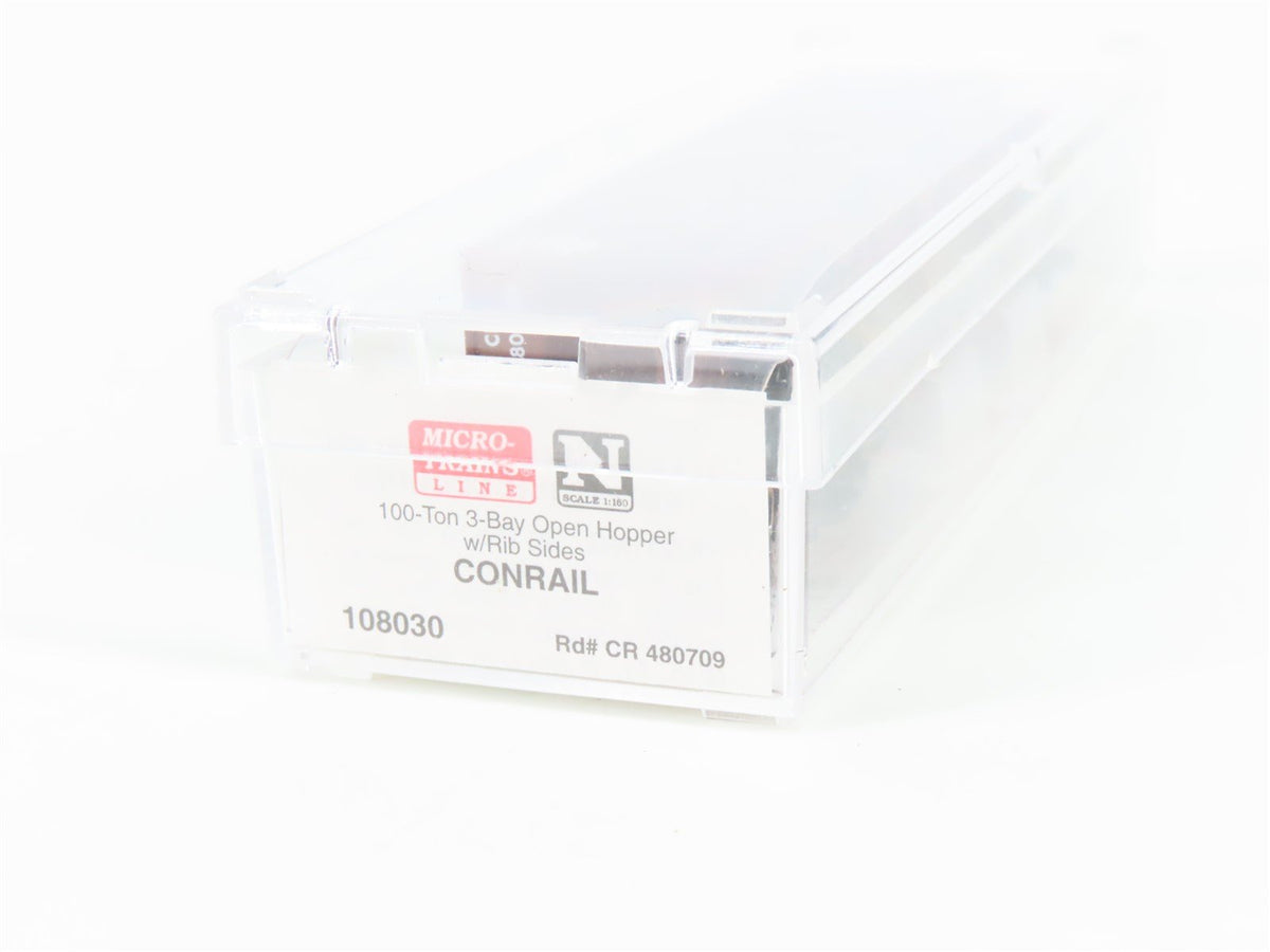 N Scale Micro-Trains MTL 108030 CR Conrail 100-Ton 3-Bay Hopper #480709 w/ Load
