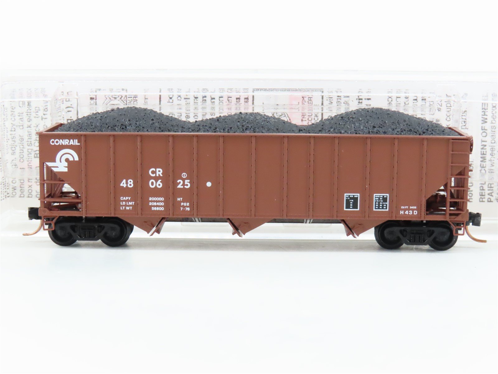 N Scale Micro-Trains MTL 108030 CR Conrail 100-Ton 3-Bay Hopper #480625 w/ Load