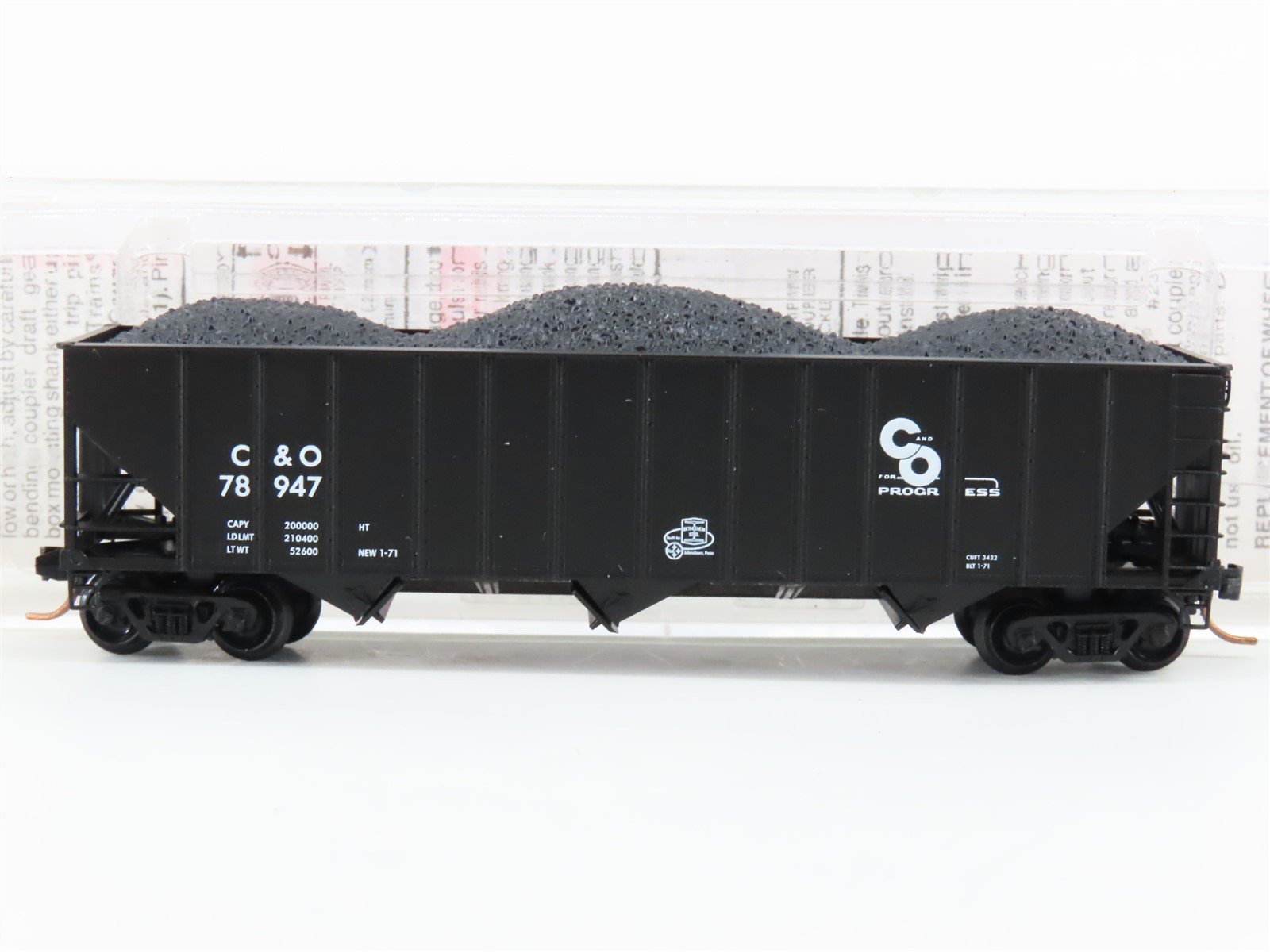 N Micro-Trains MTL 108020 C&O "Progress" 100-Ton 3-Bay Hopper #78947 w/ Load