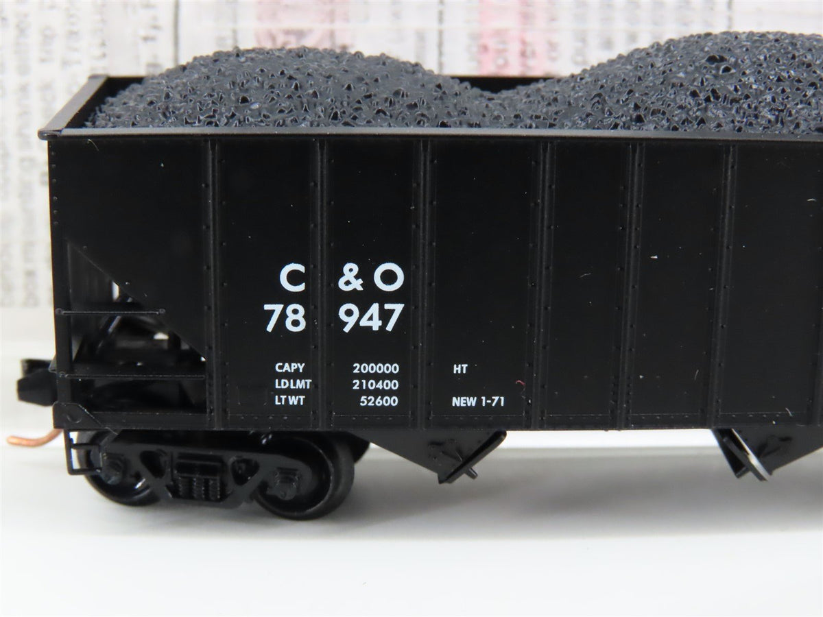 N Micro-Trains MTL 108020 C&amp;O &quot;Progress&quot; 100-Ton 3-Bay Hopper #78947 w/ Load