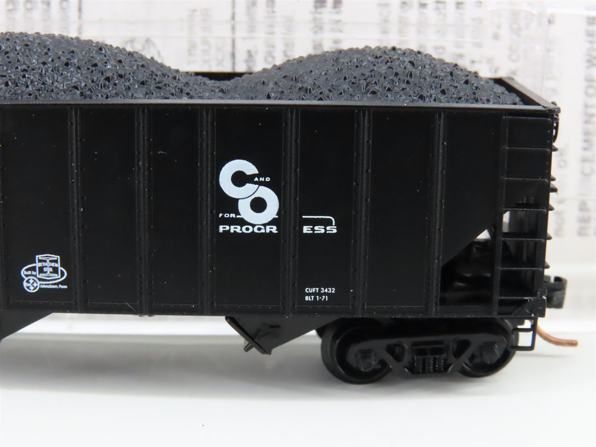 N Micro-Trains MTL 108020 C&amp;O &quot;Progress&quot; 100-Ton 3-Bay Hopper #78947 w/ Load