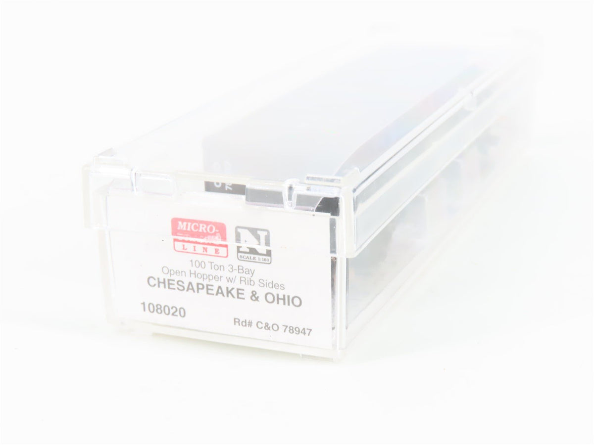 N Micro-Trains MTL 108020 C&amp;O &quot;Progress&quot; 100-Ton 3-Bay Hopper #78947 w/ Load