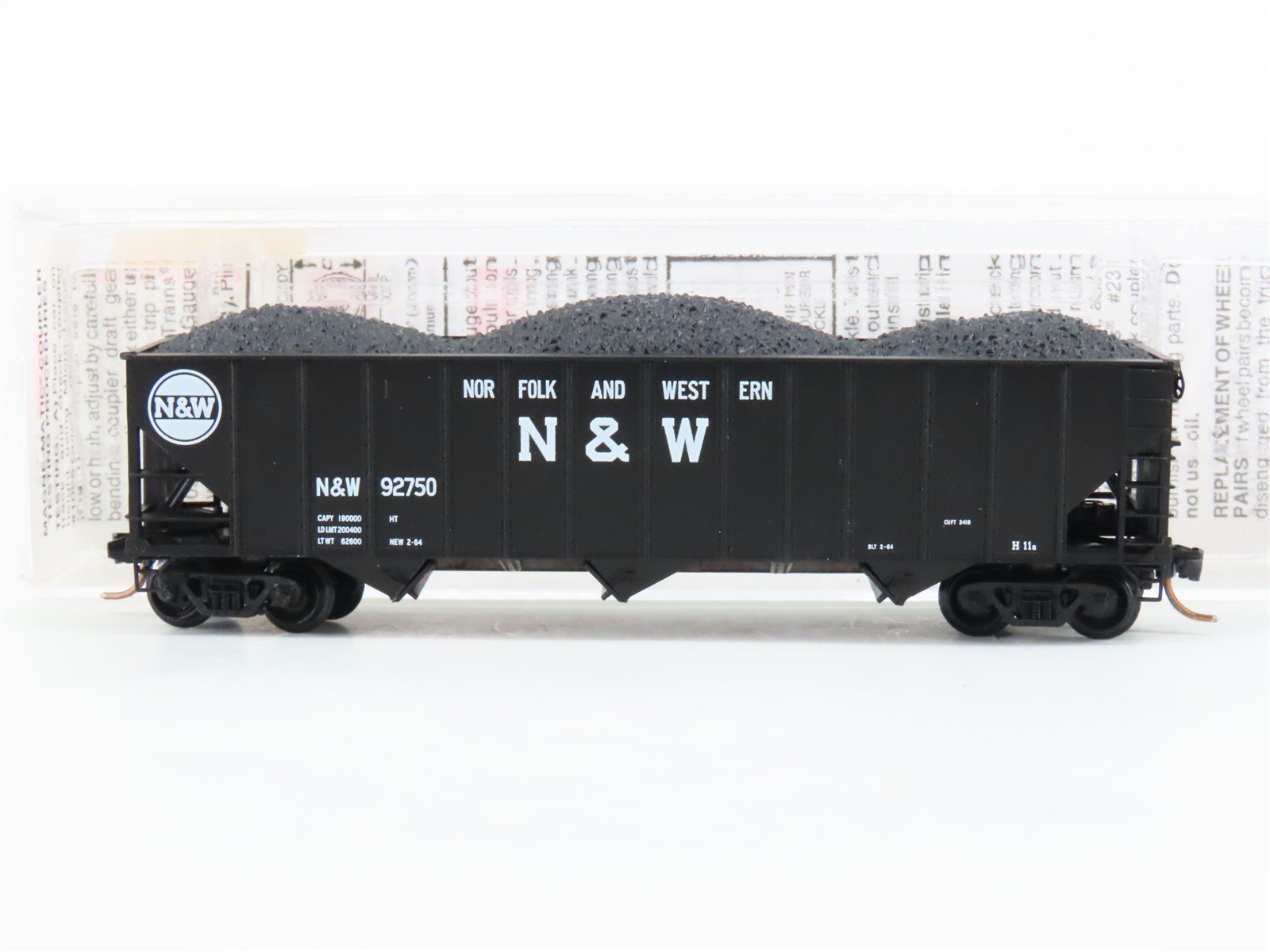 N Micro-Trains MTL 108010 N&W Norfolk & Western 3-Bay Hopper #92750 w/ Load