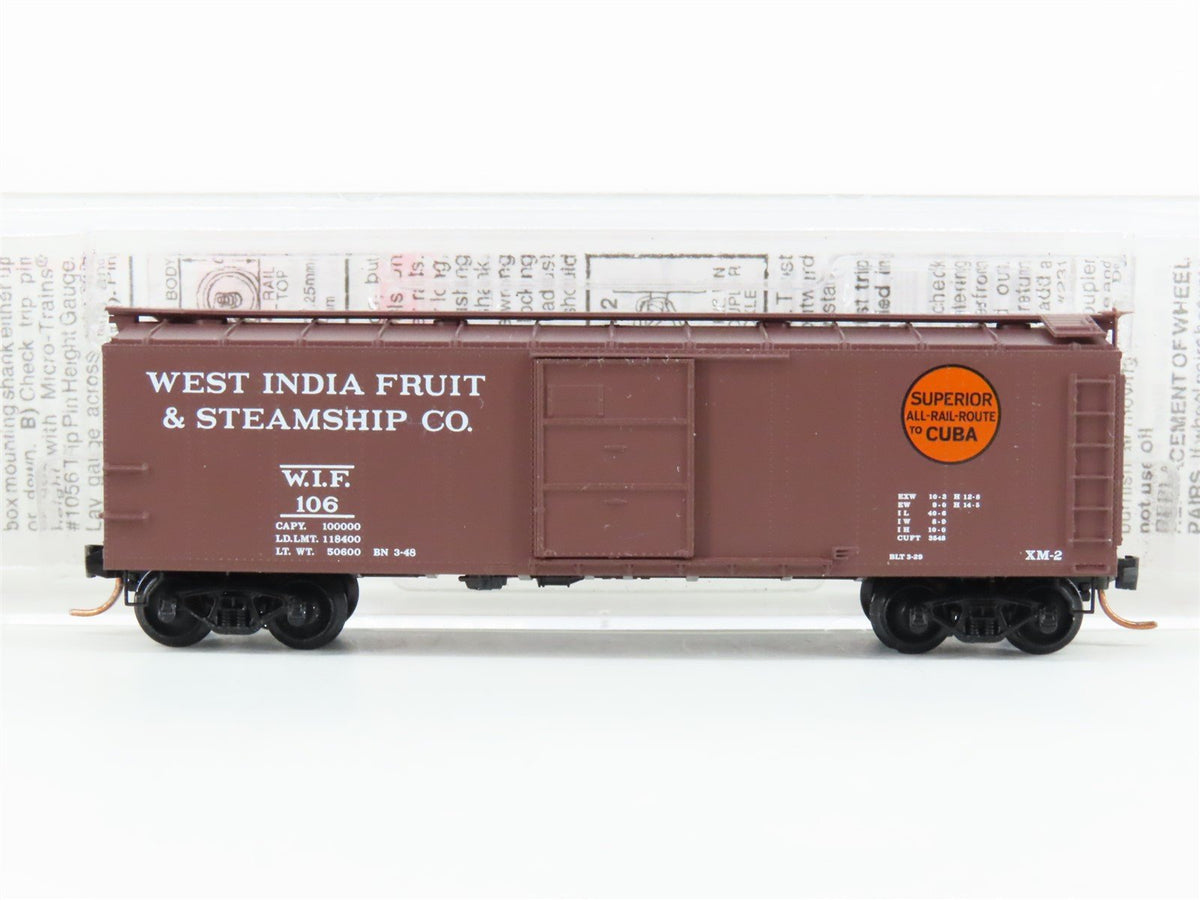 N Micro-Trains MTL 120510 WIF West India Fruit &amp; Steamship 40&#39; Box Car #106