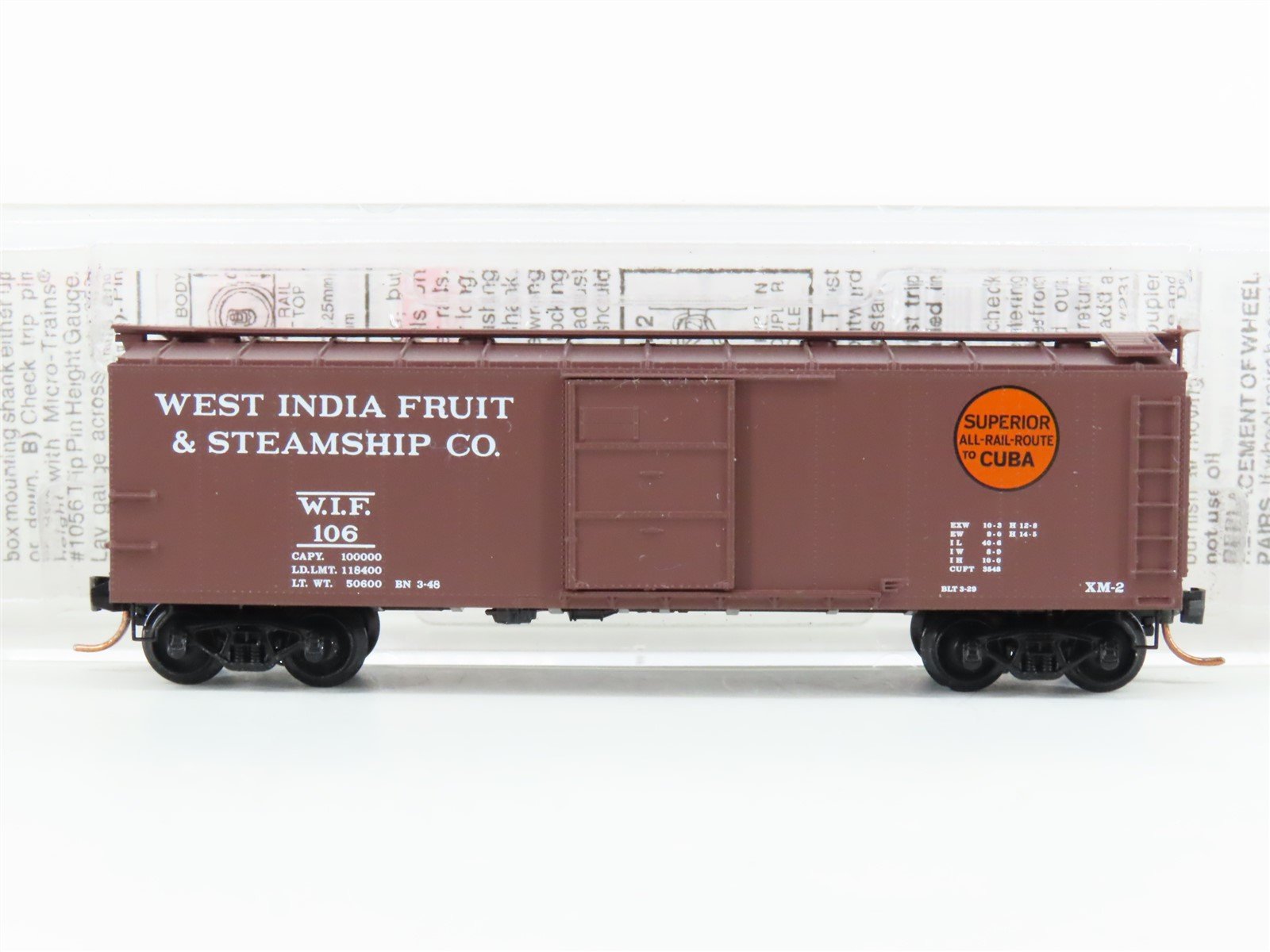 N Micro-Trains MTL 120510 WIF West India Fruit & Steamship 40' Box Car #106