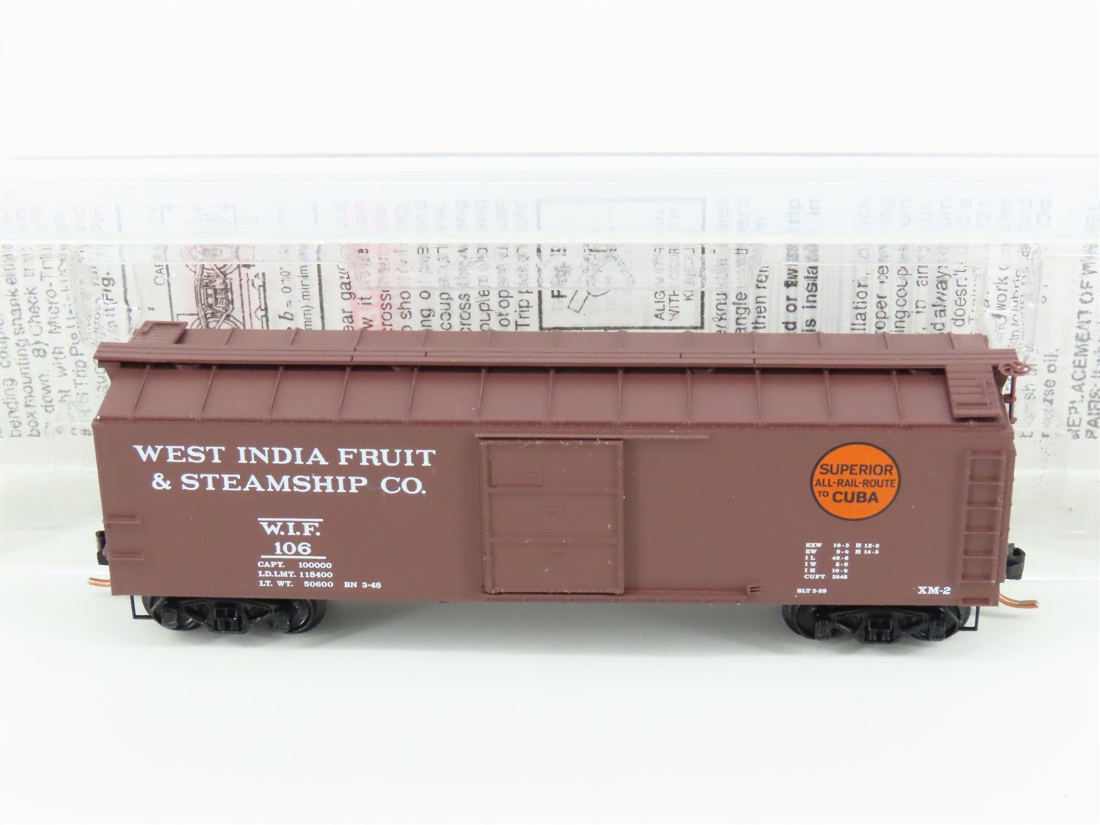 N Micro-Trains MTL 120510 WIF West India Fruit & Steamship 40' Box Car #106