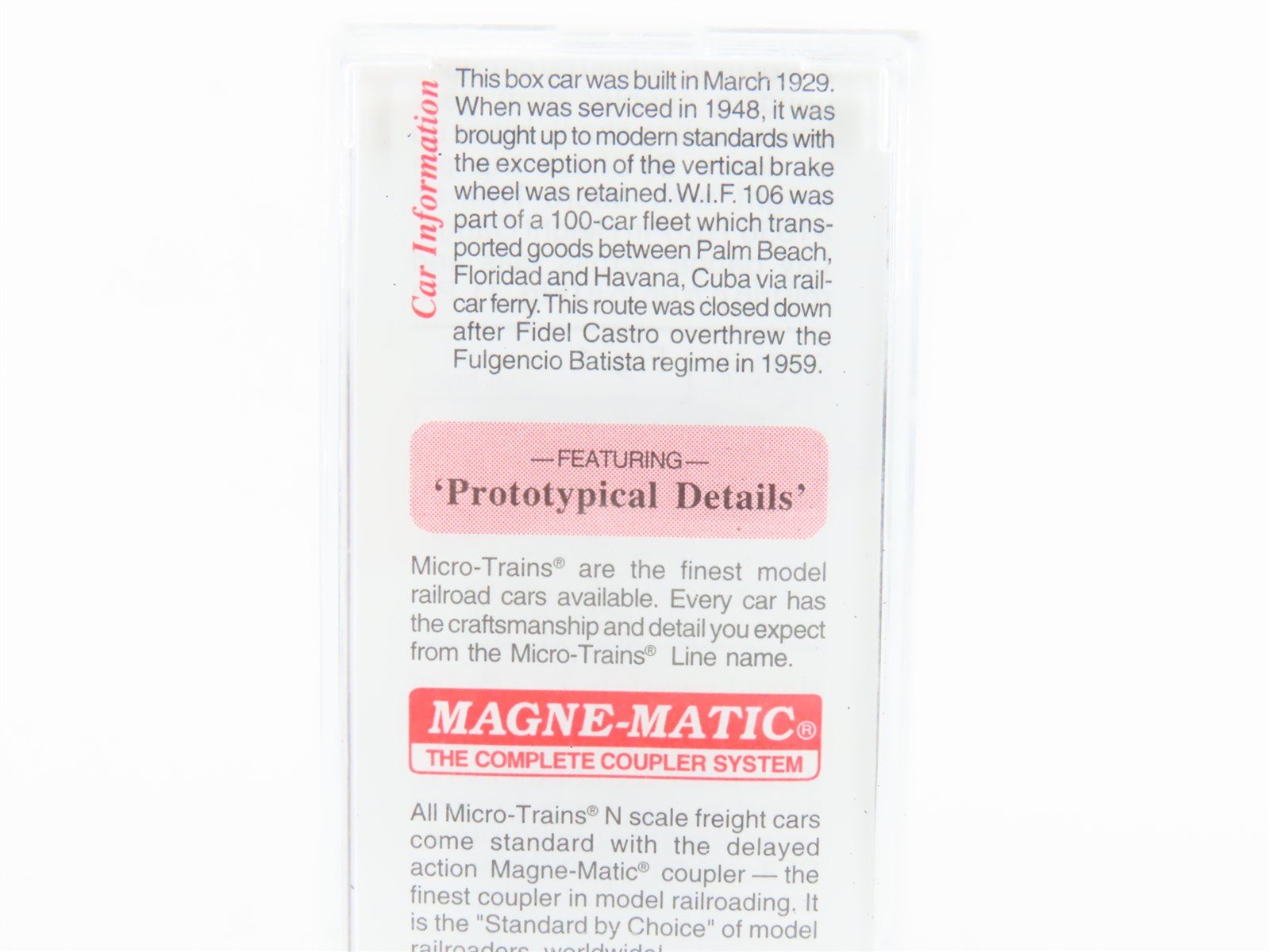 N Micro-Trains MTL 120510 WIF West India Fruit & Steamship 40' Box Car #106