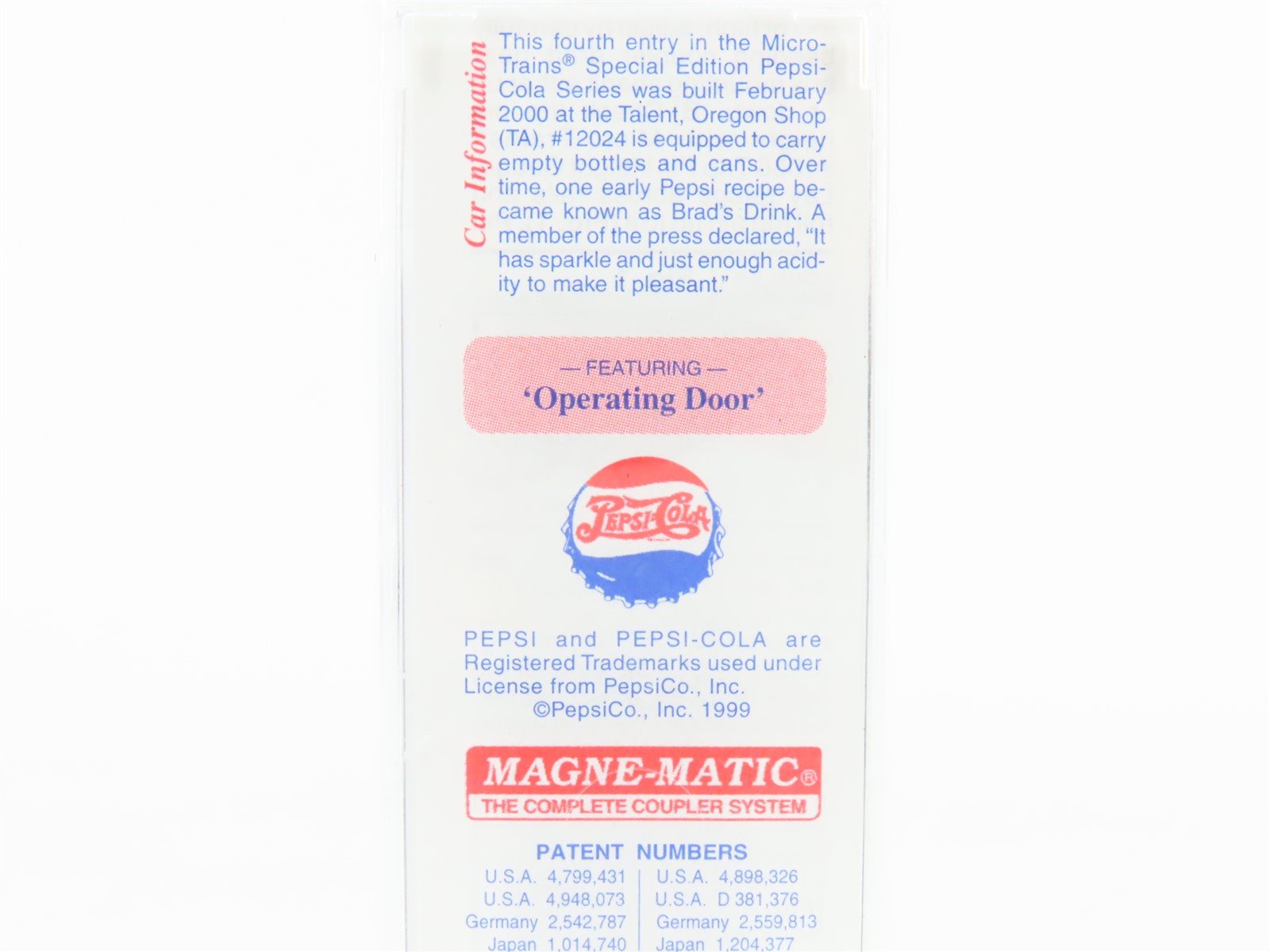 N Micro-Trains MTL 120220 PCMT Pepsi-Cola Empty Bottle Service Box Car #12024