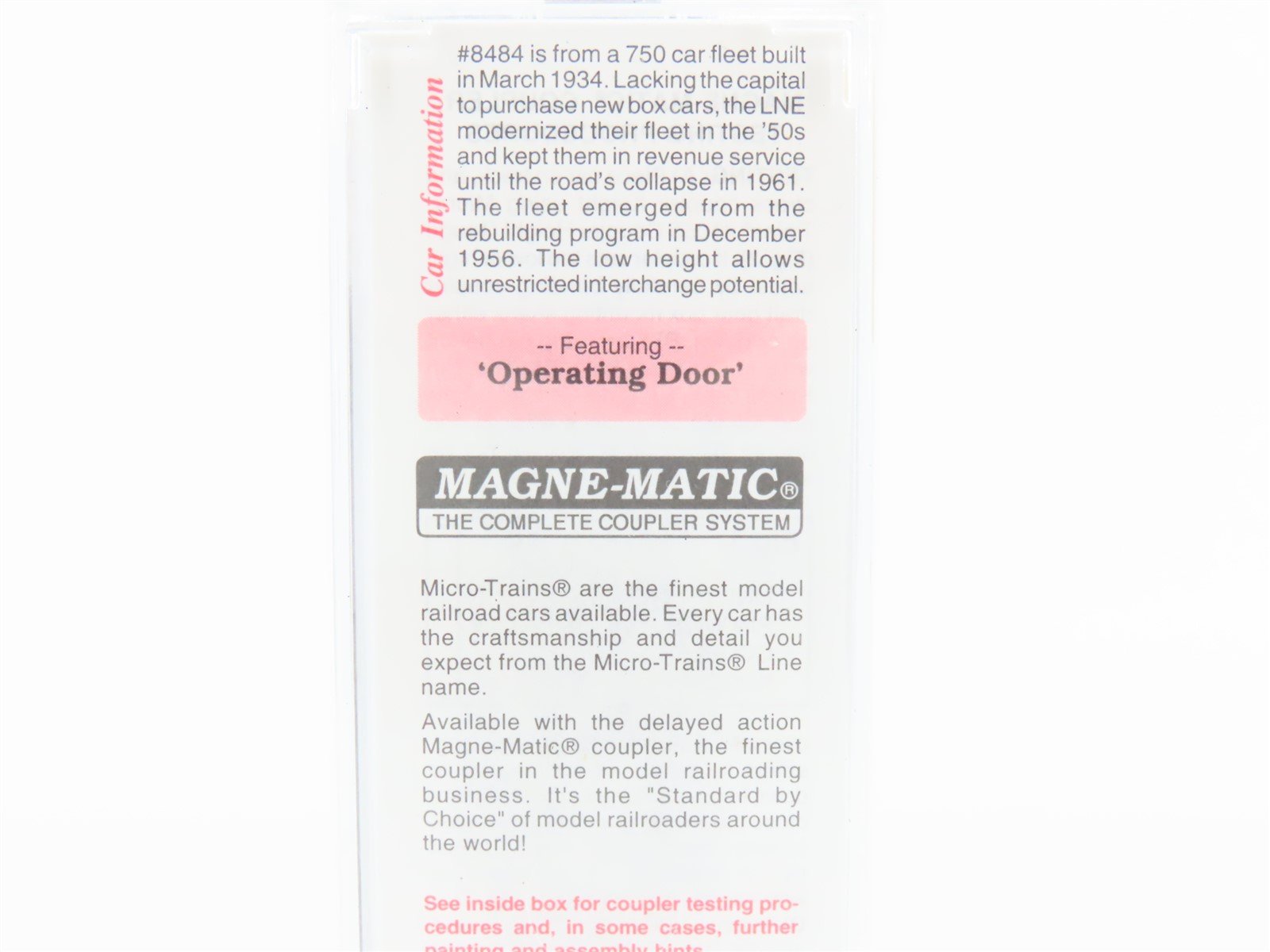 N Scale Micro-Trains MTL 120030 LNE Lehigh & New England 40' Box Car #8484