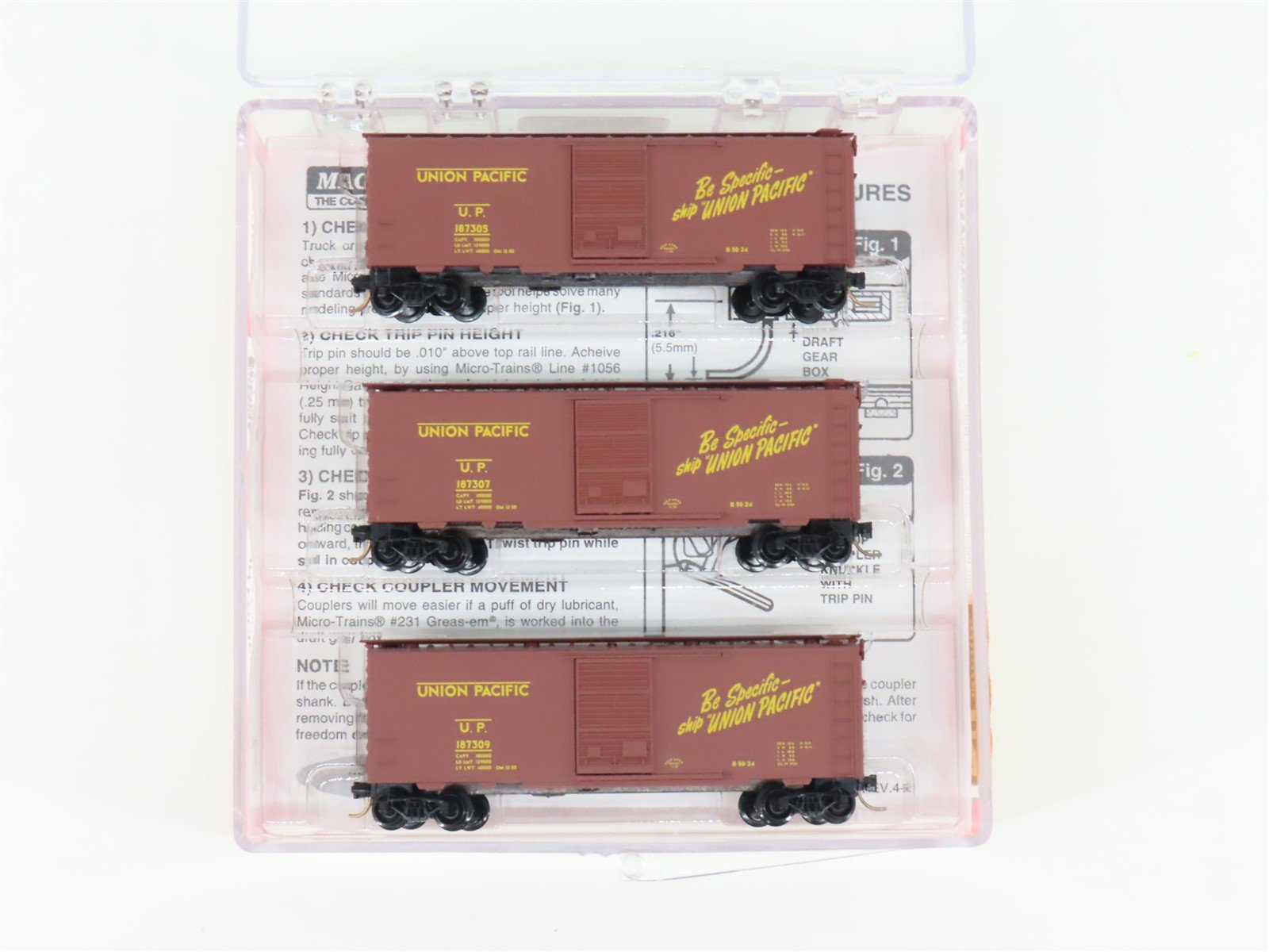 N Scale Micro-Trains MTL 20286-2 UP Union Pacific 40' Single Door Box Car 3-Pack