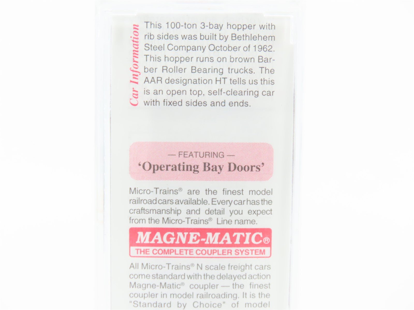 N Scale Micro-Trains MTL 108100 UP Union Pacific 3-Bay Hopper #18122 w/ Load