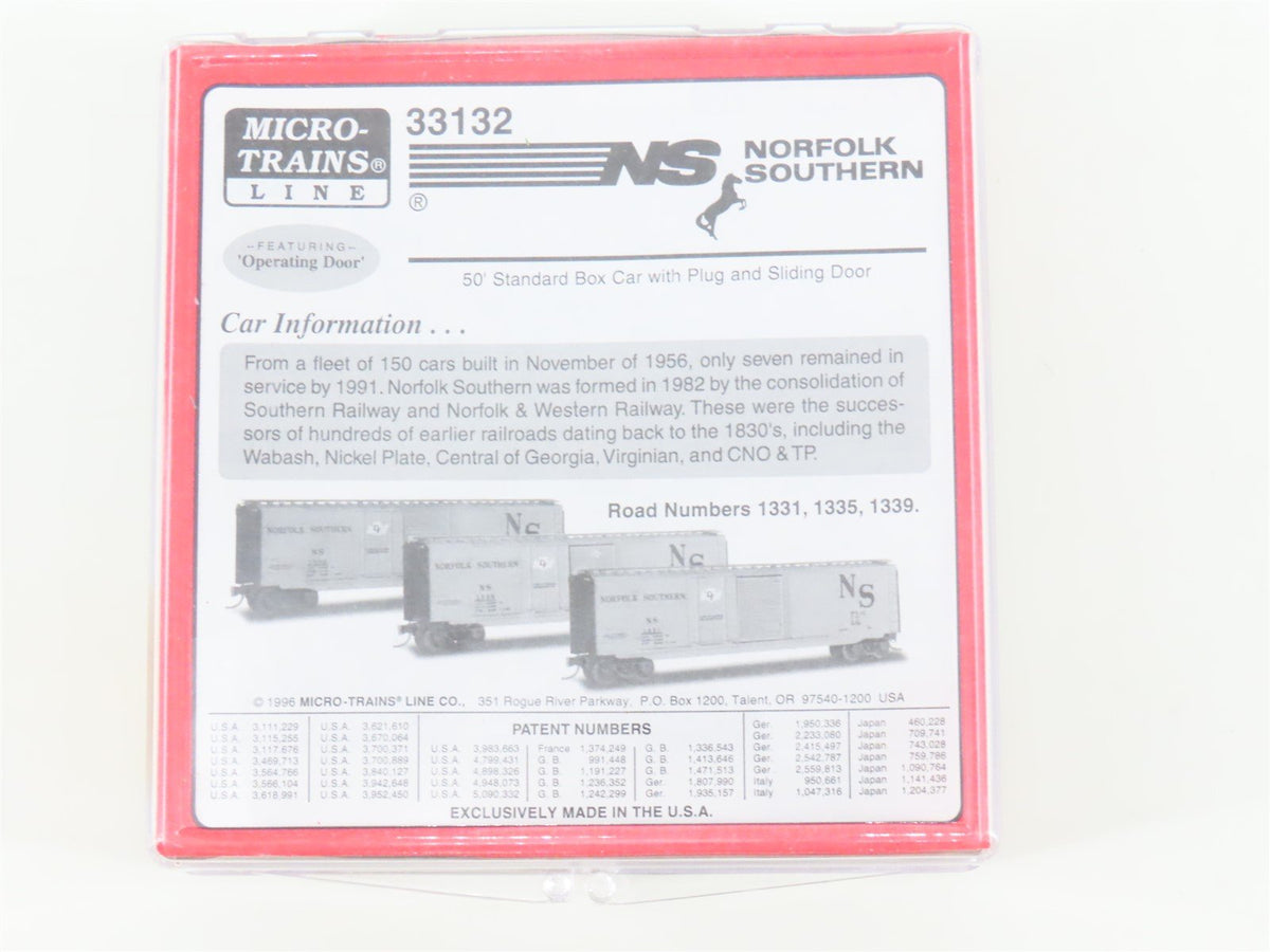 N Scale Micro-Trains MTL 33132 NS Norfolk Southern 50&#39; Box Car 3-Pack