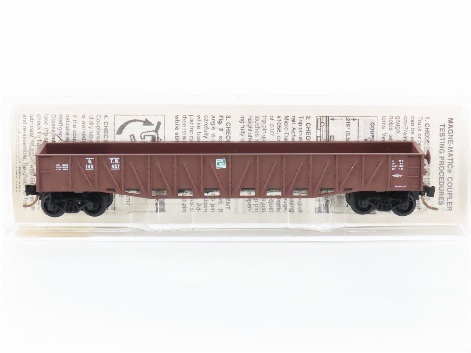 N Scale Micro-Trains MTL 63010 GTW Grand Trunk Western 50' Gondola #145457