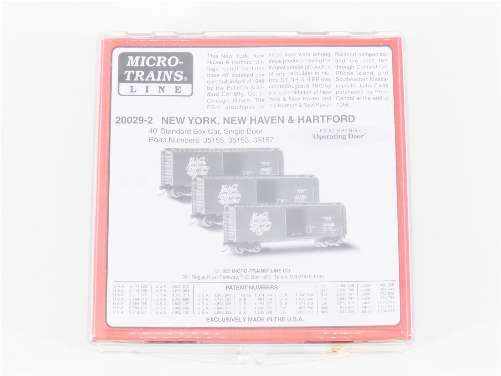 N Scale Micro-Trains MTL 20029-2 NH New Haven 40' Single Door Box Car 3-Pack