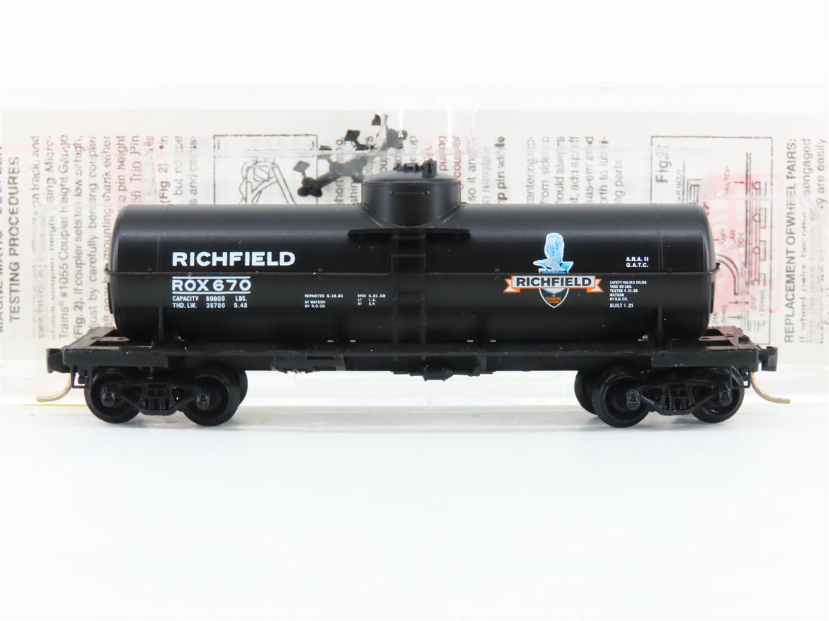 N Micro-Trains MTL 65430 ROX Richfield Oil Company 39&#39; Single Dome Tank Car 670