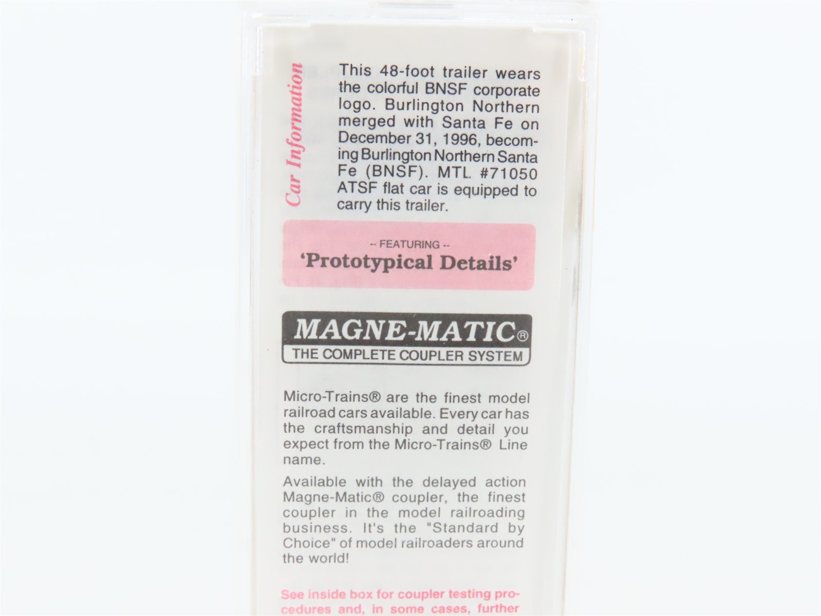 N Micro-Trains MTL 68060 BNSF Burlington Northern Santa Fe 48' Trailer