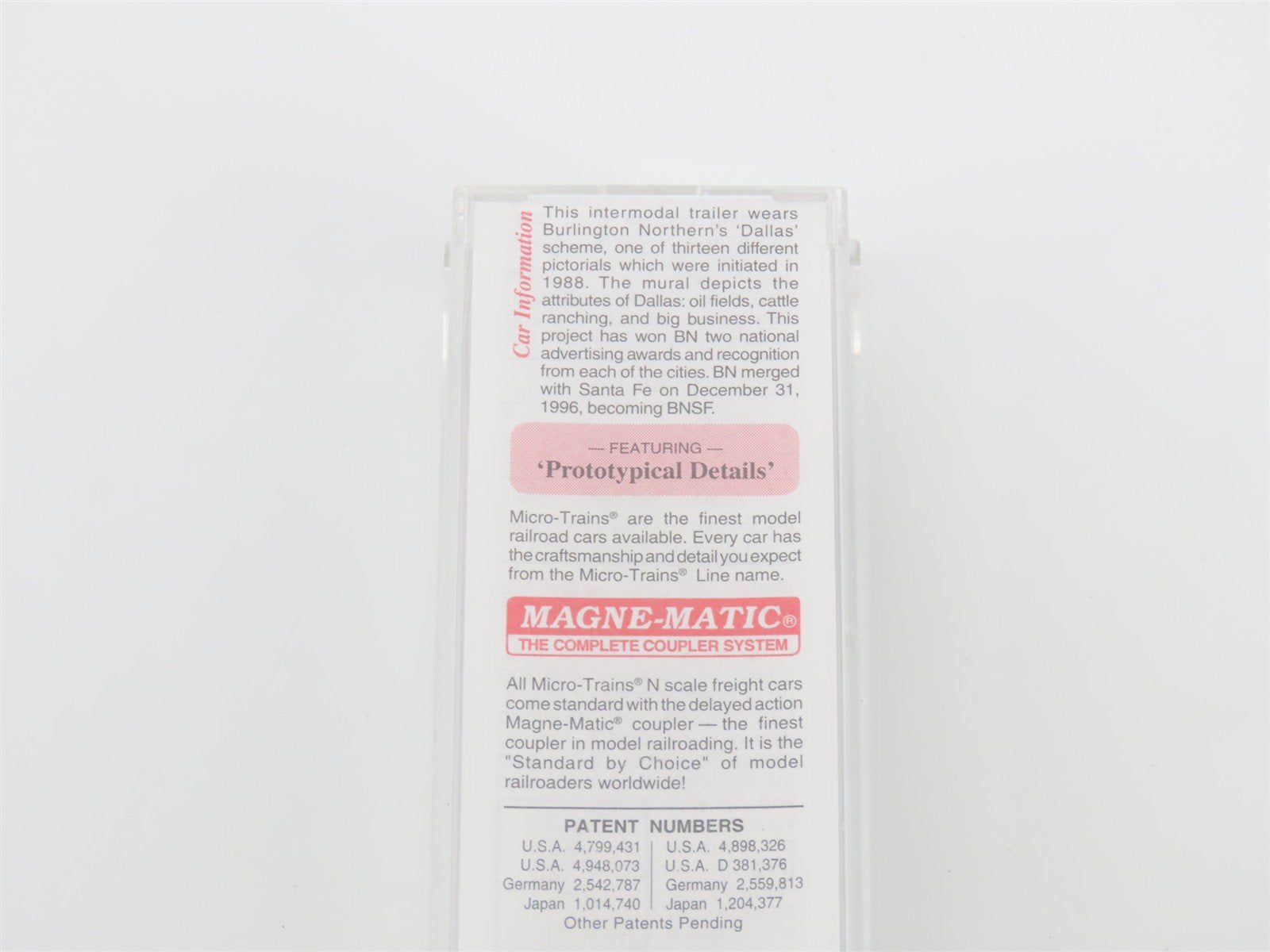 N Scale Micro-Trains MTL 67180 BN Intermodal Dallas 45' Trailer BNZ 237833