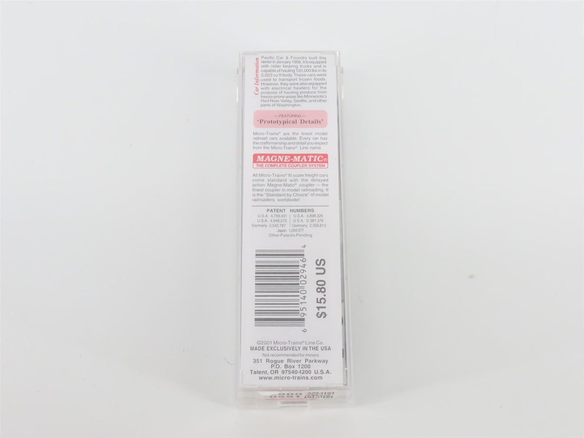 N Scale Micro-Trains MTL 69150 NPMX Northern Pacific 51&#39; Rivet Side Reefer #156