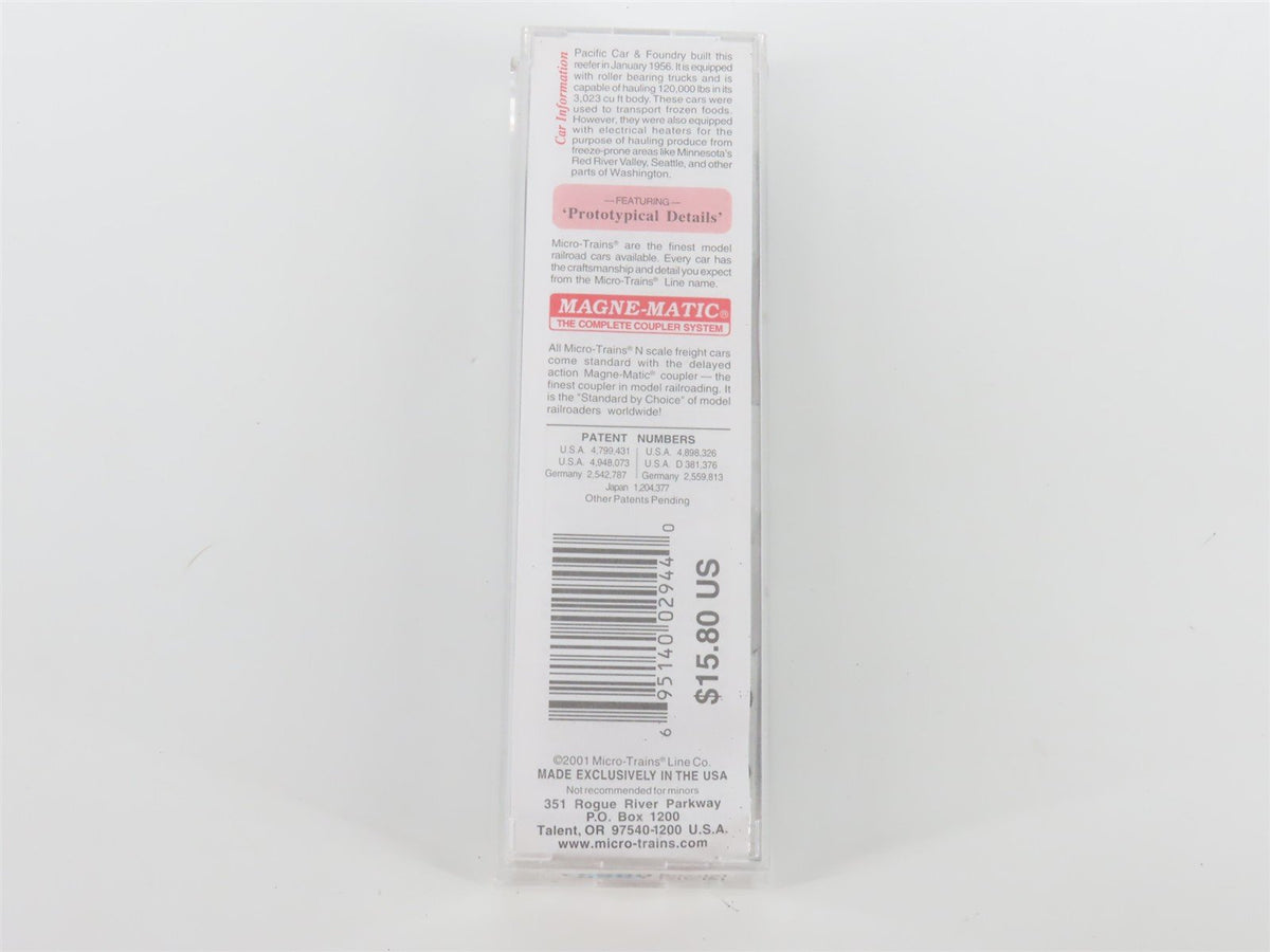 N Scale Micro-Trains MTL 69150 NPMX Northern Pacific 51&#39; Rivet Side Reefer #154