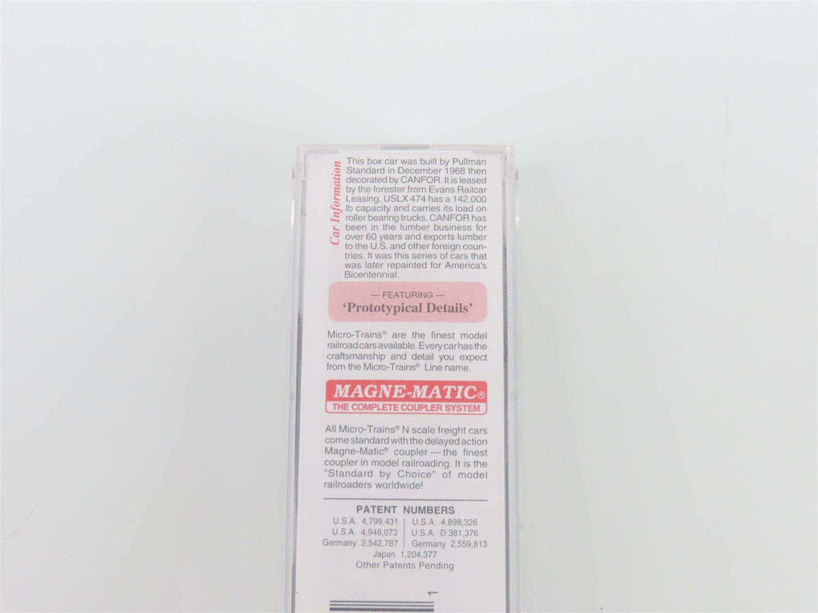 N Scale Micro-Trains MTL 75060 USLX Canadian Forest Products 50' Box Car #474