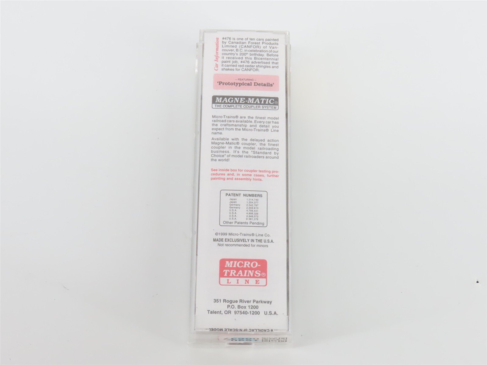 N Scale Micro-Trains MTL 75050 USLX Canadian Forest Products 50' Box Car #476