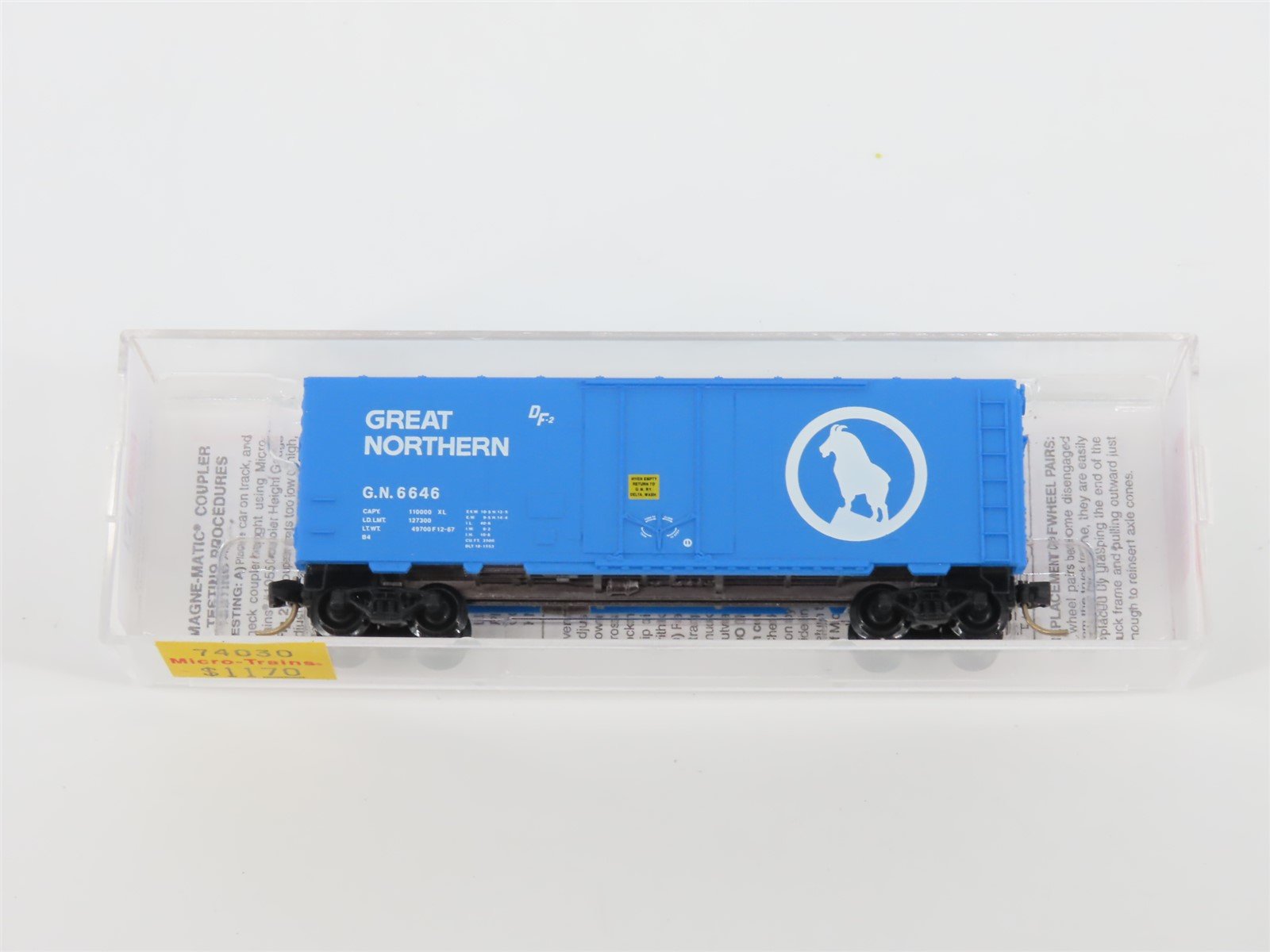 N Scale Micro-Trains MTL 74030 GN Great Northern Big Sky Blue 40' Box Car #6646