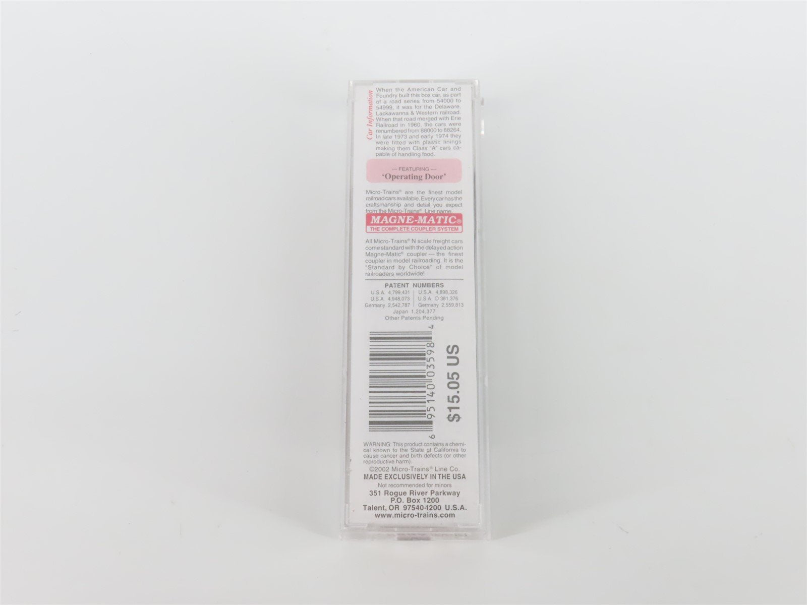 N Scale Micro-Trains MTL 73030 EL Erie Lackawanna 40' Single Door Box Car #88033